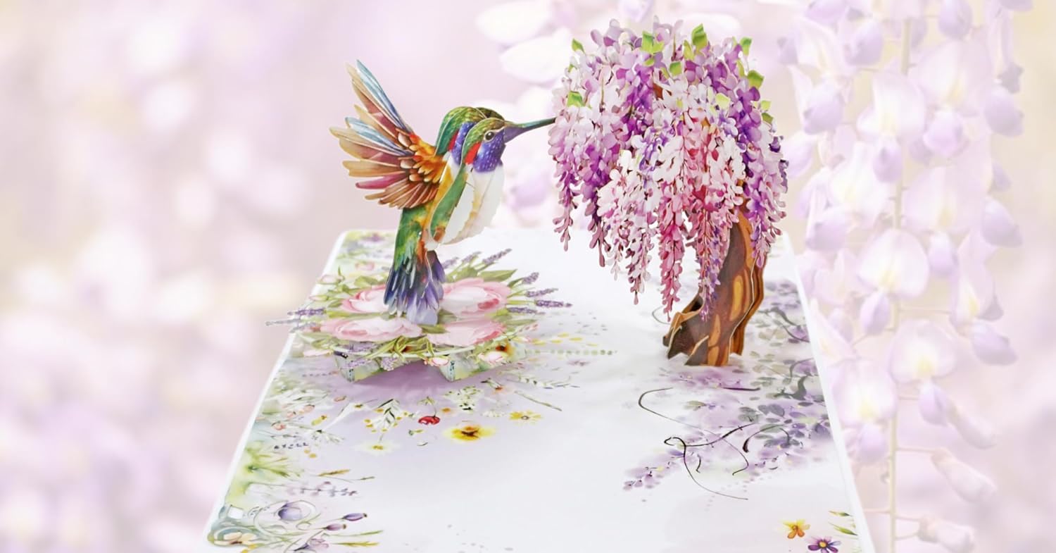 Thumbnail 1 de CUTPOPUP Humming Bird Wisteria 3D Card 6x8in