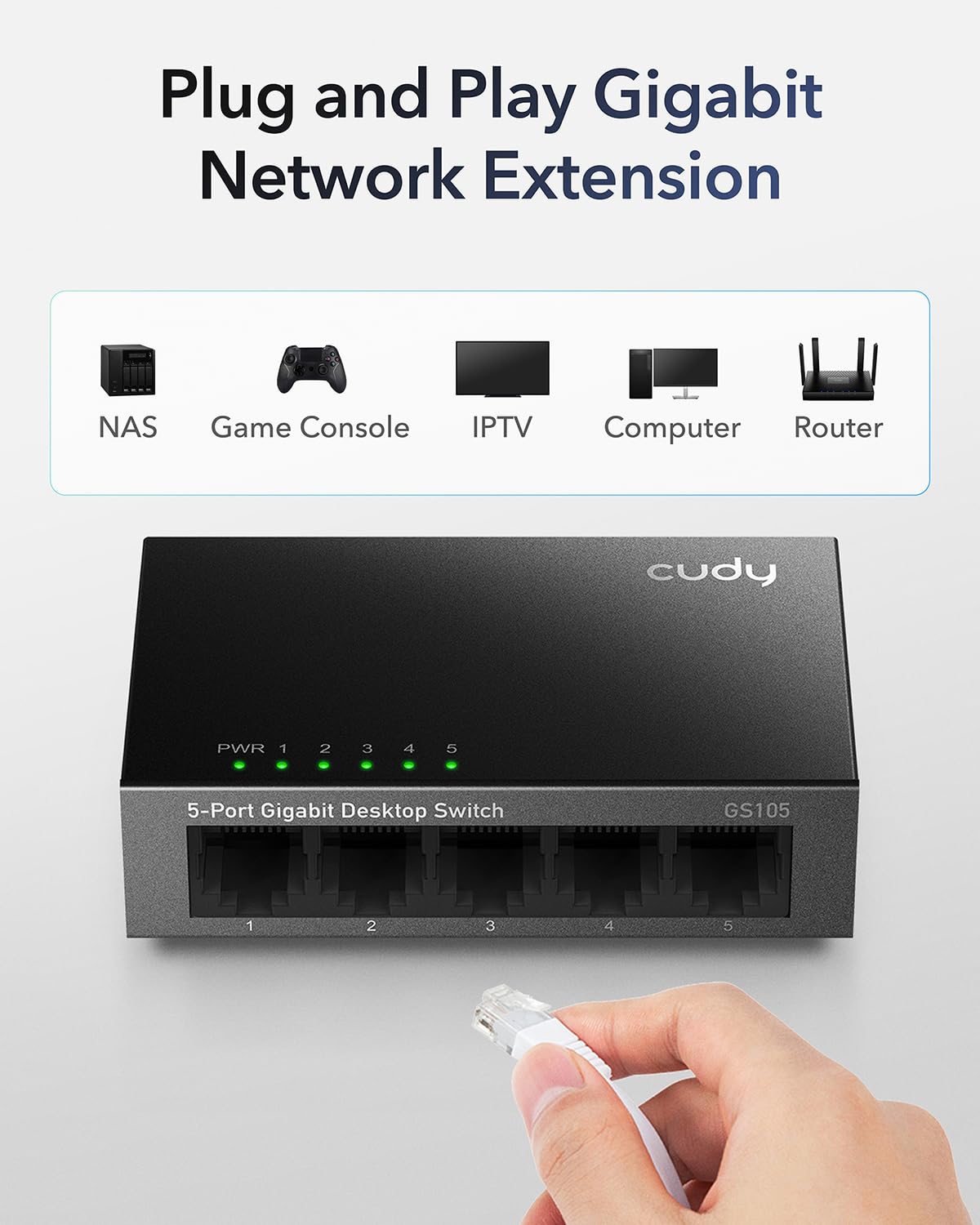 Detalle 2 de Cudy GS105 Switch 5 Puertos Gigabit