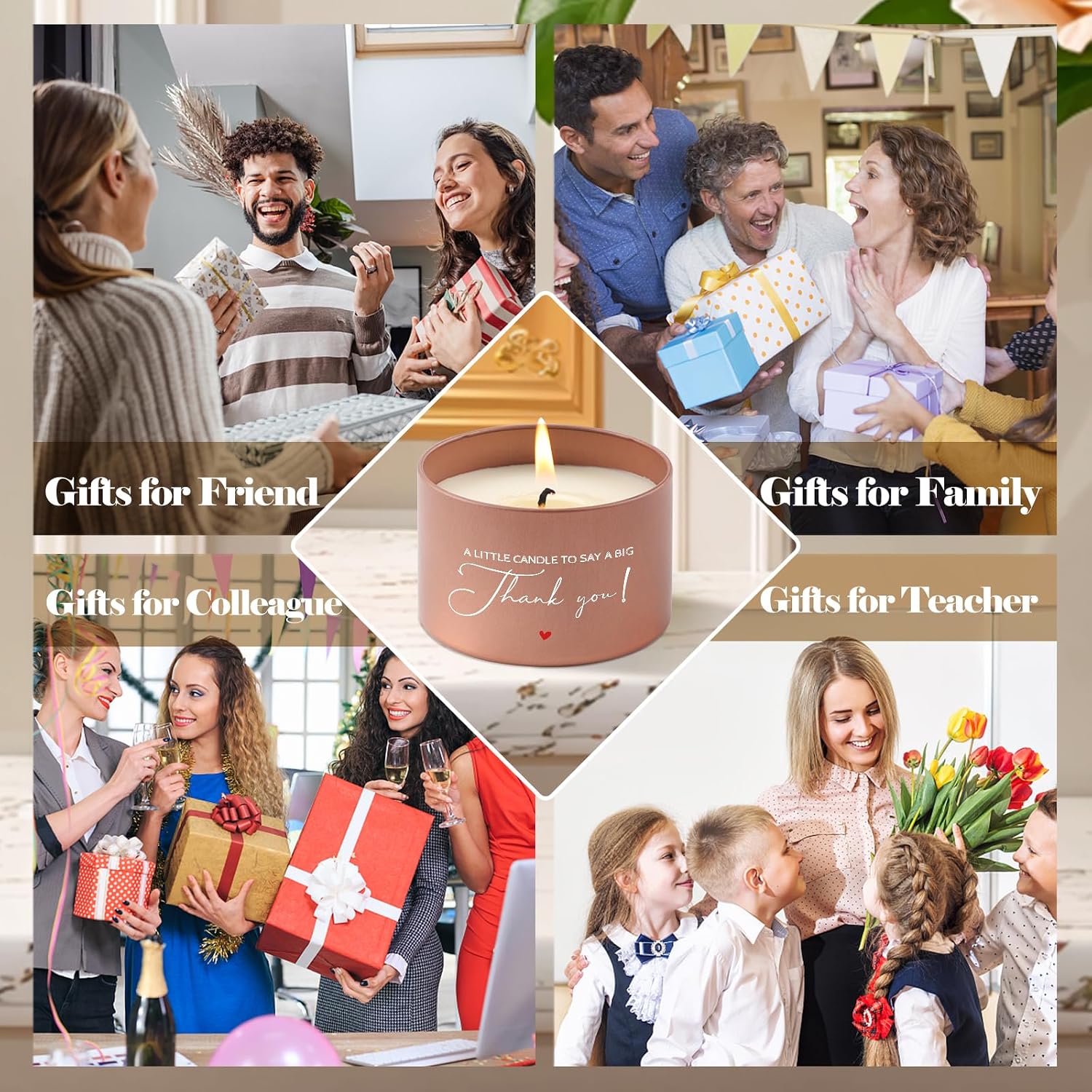 Detalle de PRSTENLY Scented Candle Gift for Women – Thank You Gifts for Birthday, Christmas, and Special Occasions