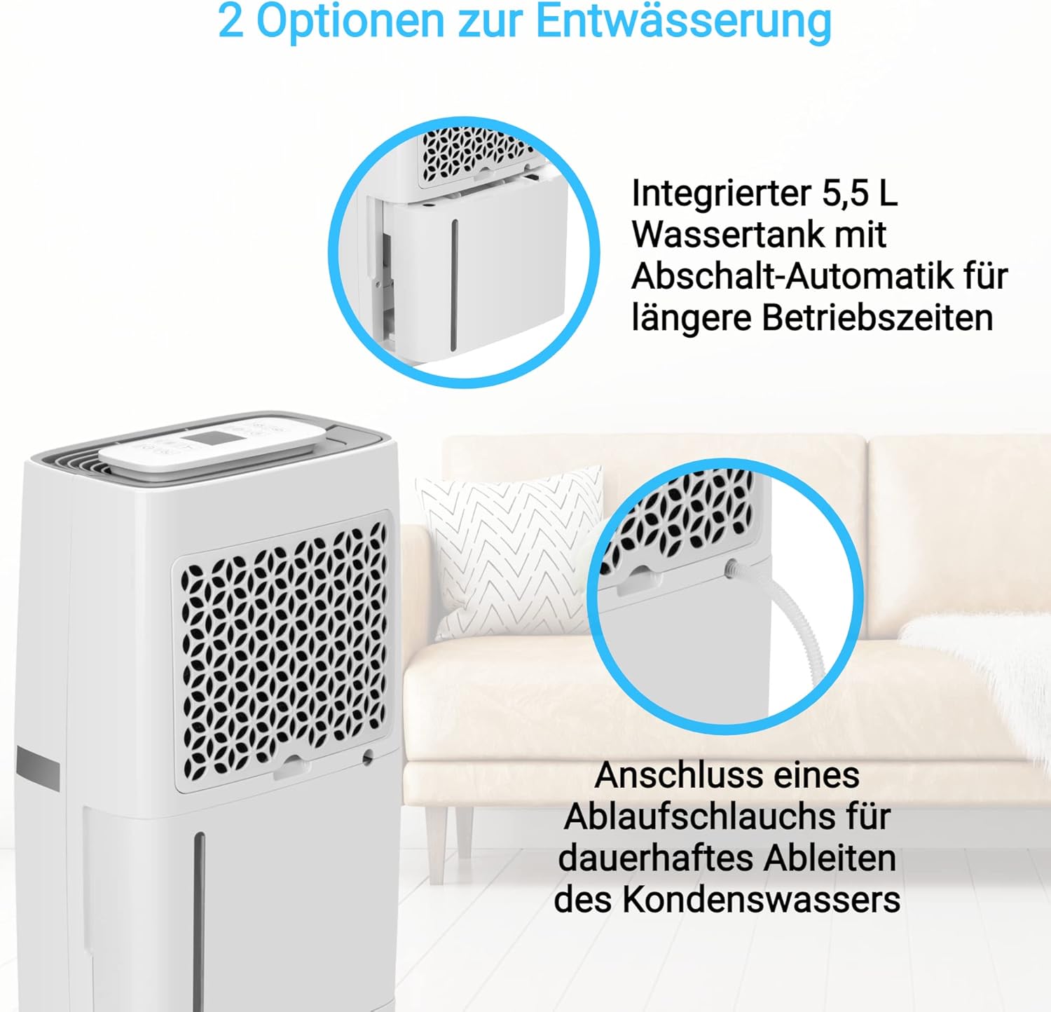 Thumbnail 5 de KLAMER Luftentfeuchter elektrisch 25 L/24h – 5,5-L-Tank, leise, Smart Sensor, Timer & Wäschemodus