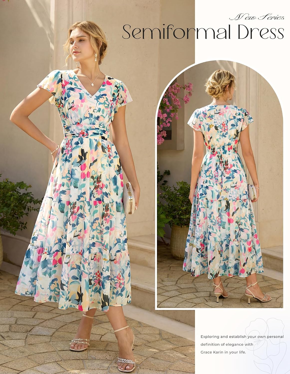 Thumbnail 1 de GRACE KARIN 2026 Women Summer Dress: Floral Maxi with Pockets and Gentle-Fit Flair