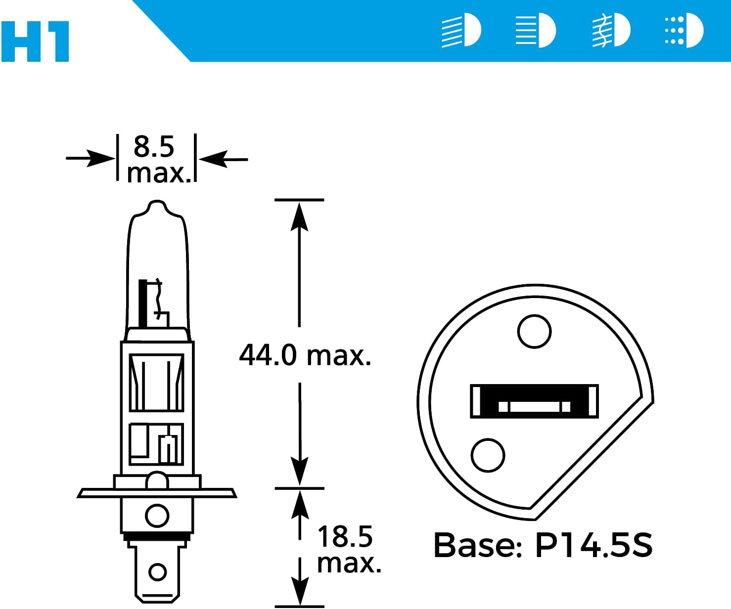 Detalle de Simply S448 H1 Car Headlight Bulb – 12V, 55W, P14.5s Base, ECE R-37 Compliant