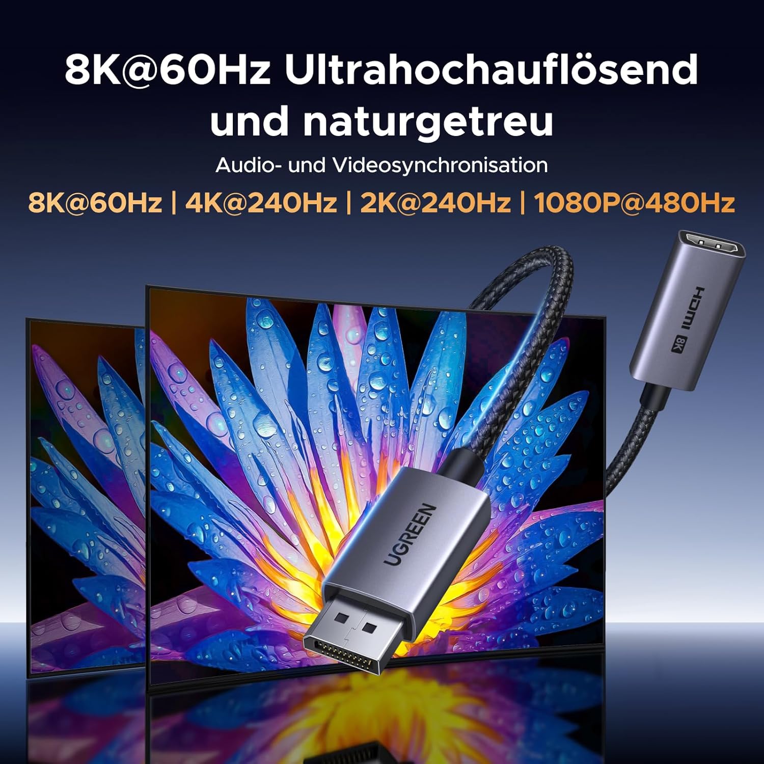Detalle 2 de UGREEN DisplayPort zu HDMI Adapter 8K 60Hz