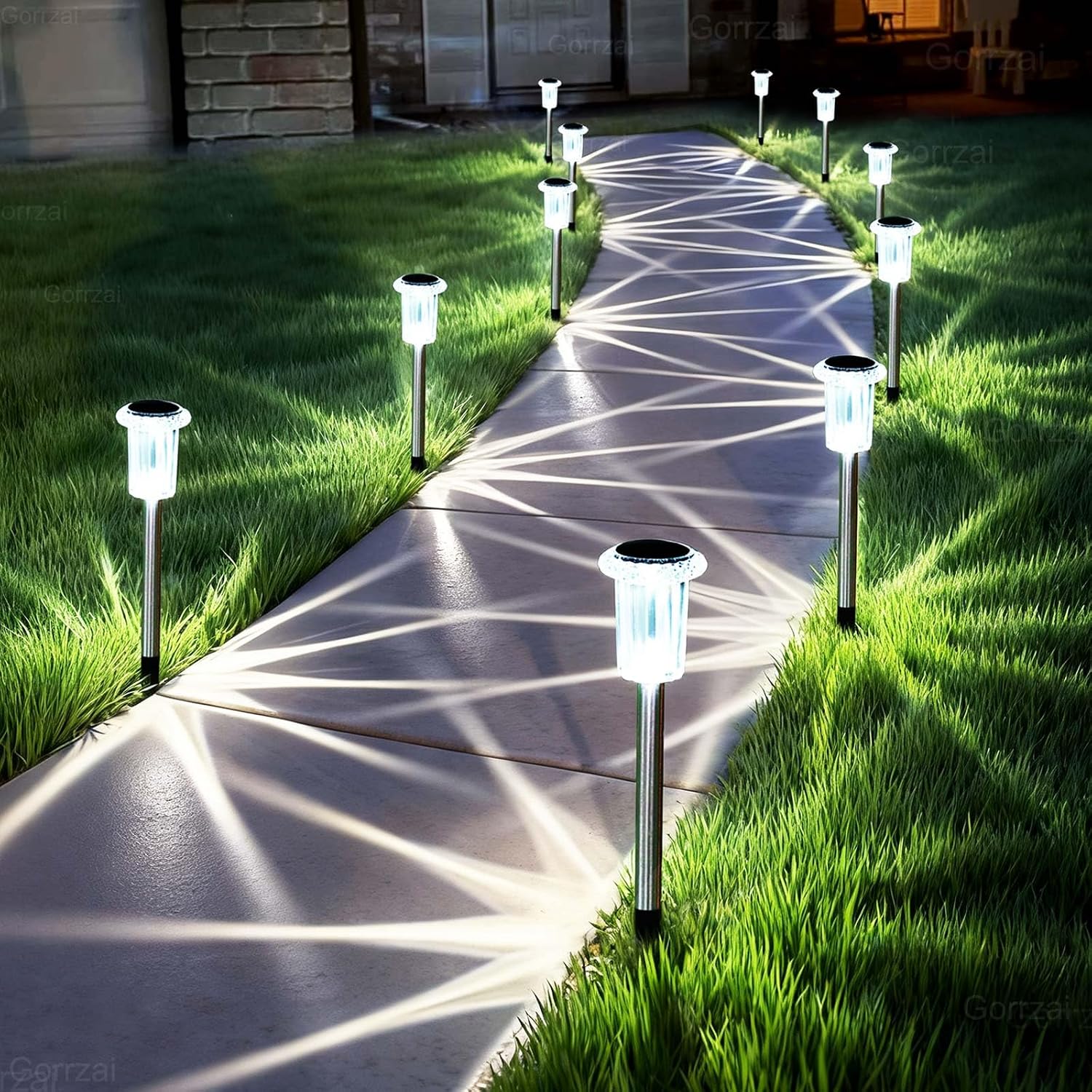 Detalle de Gorrzai Solar Pathway Lights 10-Pack, 6000K Cool White, IP65