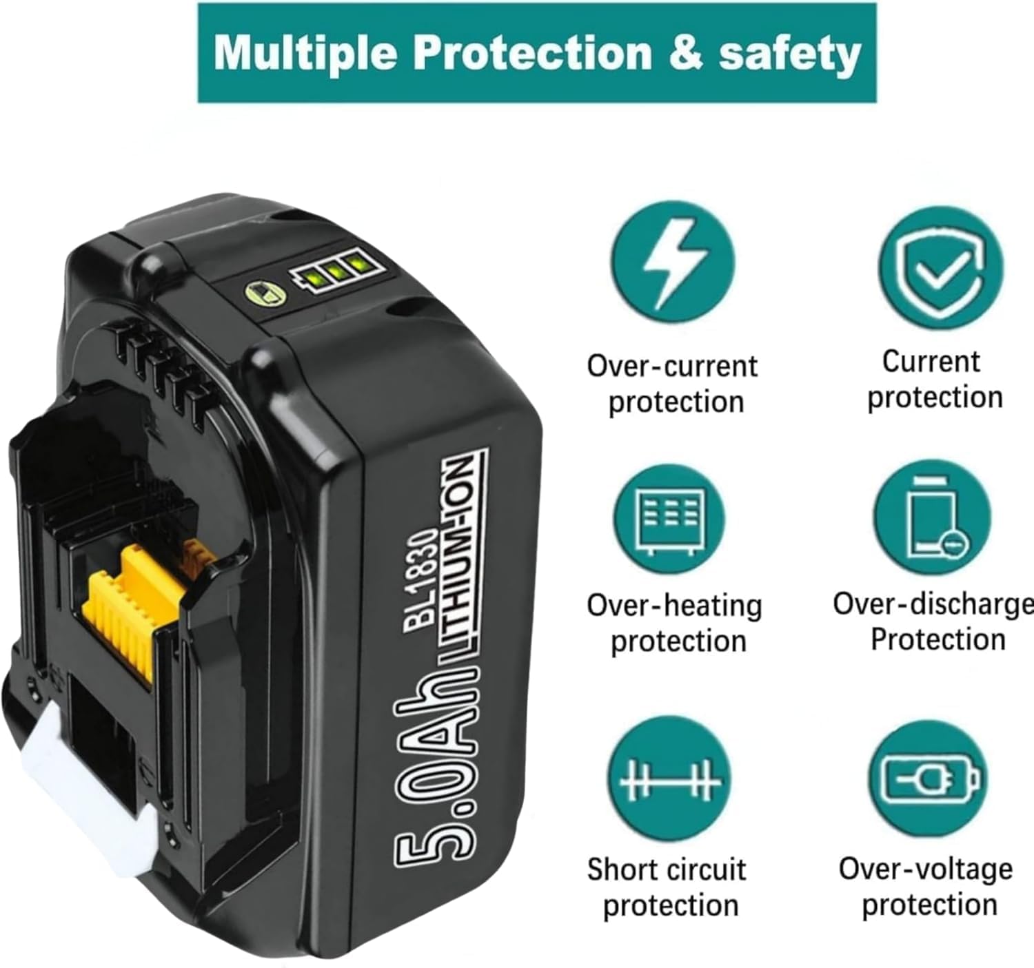 Thumbnail 4 de 2 x 5.0Ah Replacement Battery for Makita 18V