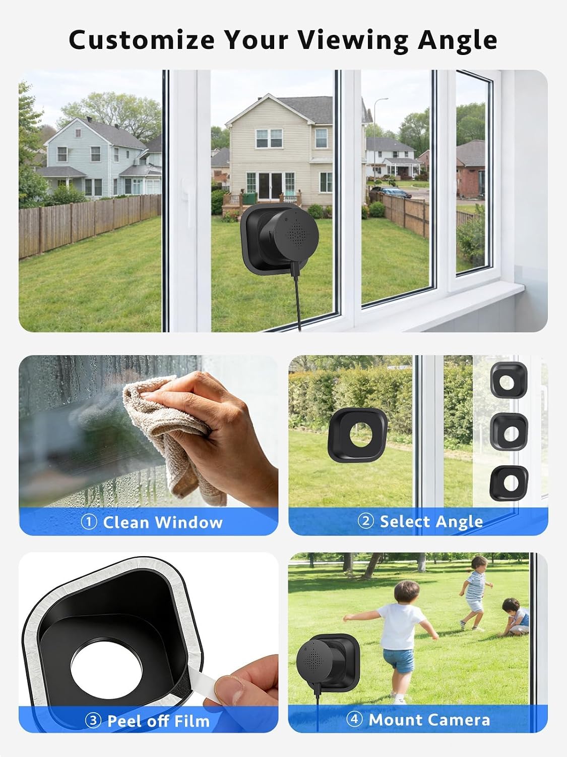 Thumbnail 1 de Septekon 2K Window Security Camera with No-Drill Mount — 18° Tilt, 5G & 2.4G WiFi, Full Colour Night Vision