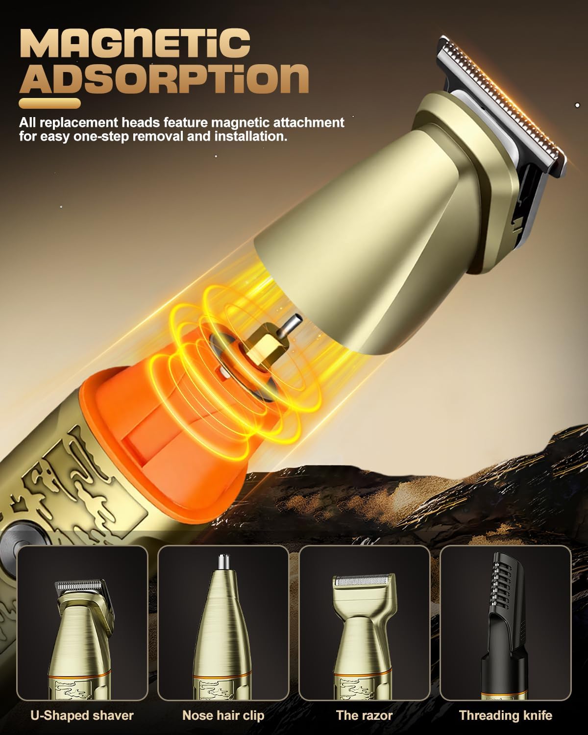 Thumbnail 1 de Beard Trimmer Men: Upgraded Magnetic Multi-Functional Grooming Kit with LCD Display