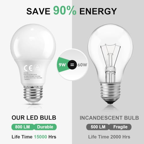 Thumbnail 2 de phopollo 6 Pack E27 LED Light Bulbs 2700K Warm White, 60W Equal, 9W, 800 Lumens