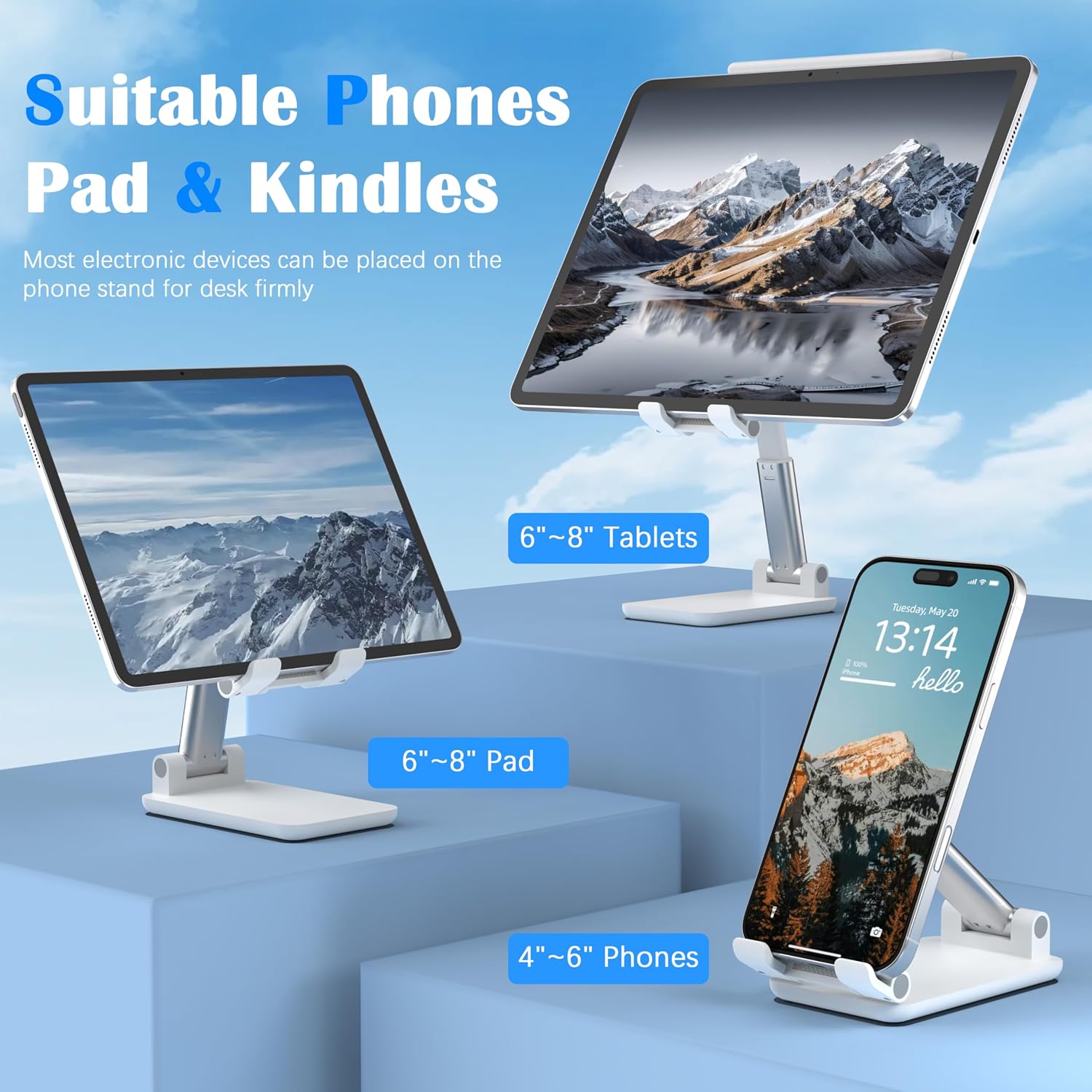 Detalle de HZZADZXW Adjustable Cell Phone Stand, Foldable with Height and Angle Settings