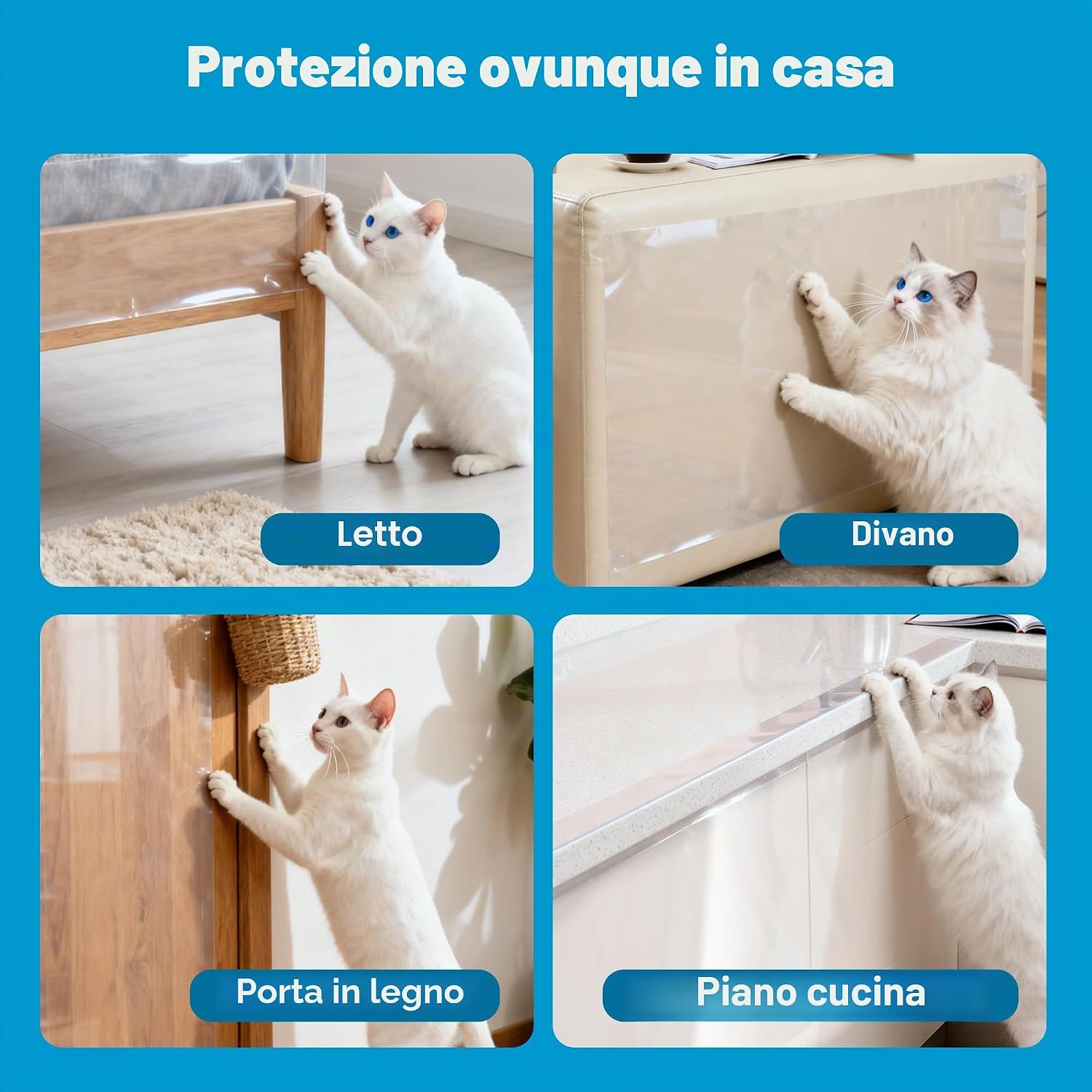 Thumbnail 5 de Pellicola protettiva antigraffi per divano per gatti 5 m x 30 cm – protezione invisibile per mobili