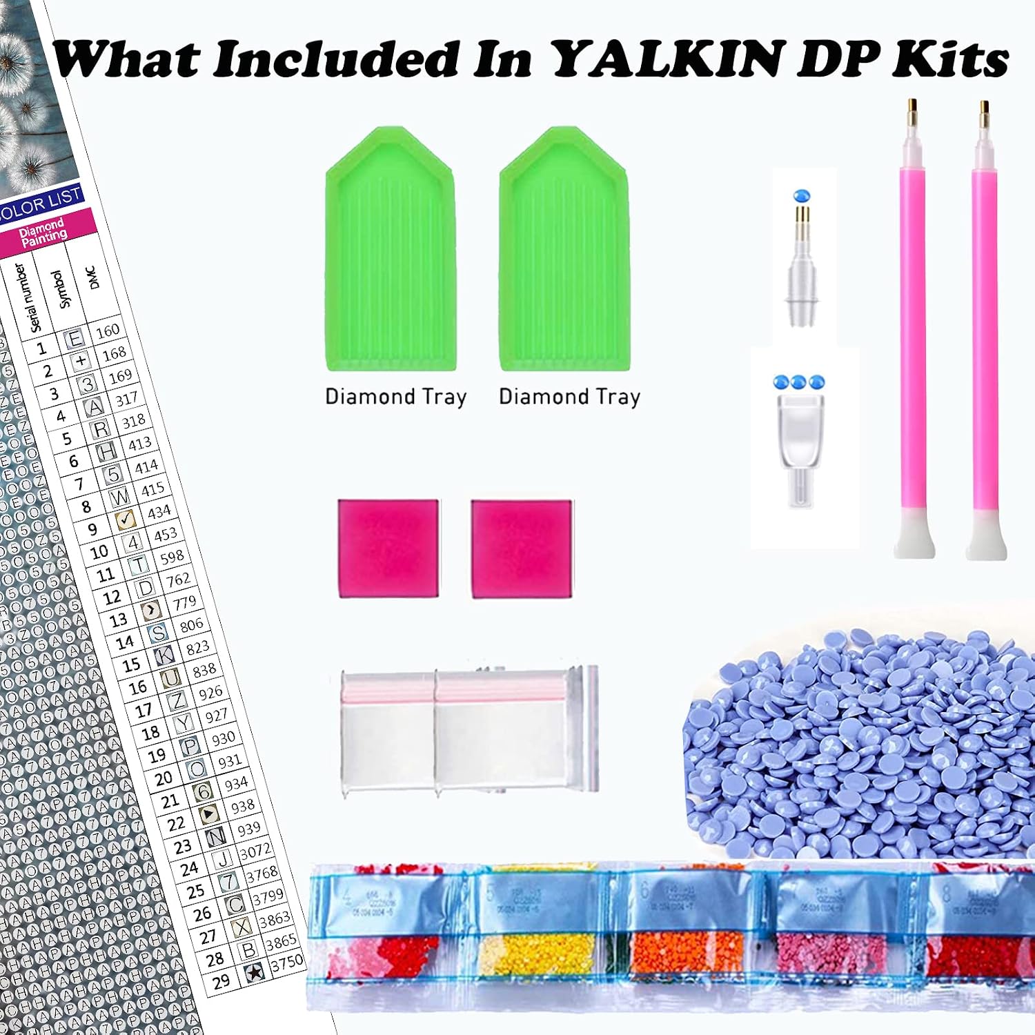 Detalle de YALKIN Floral Diamond Painting Kit for Adults, Full Round Drill, 35.5 x 15.7 inches