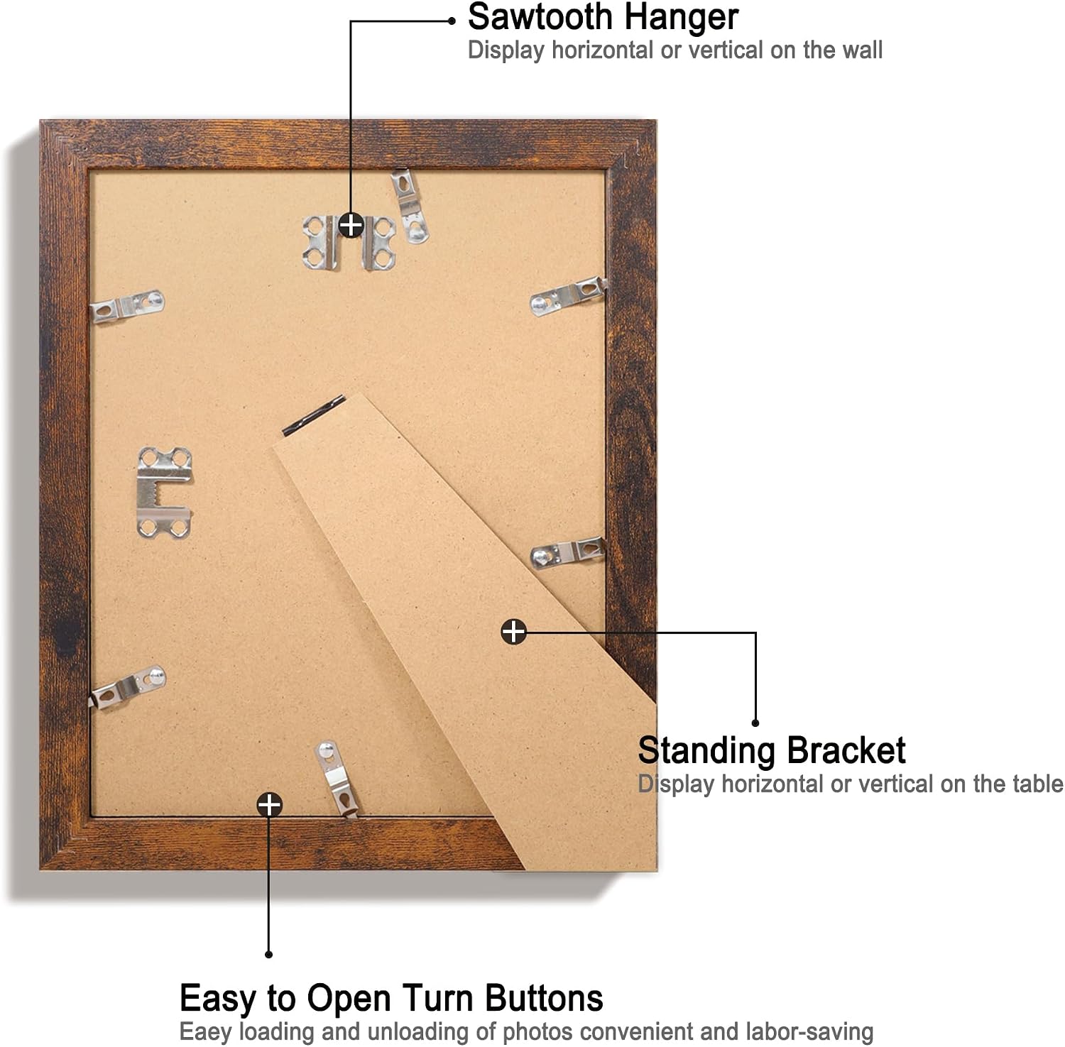 Thumbnail 4 de iRahmen 8.5x11 Picture Frame Set of 4 (Real Glass Rustic Frame) for Wall or Tabletop Display