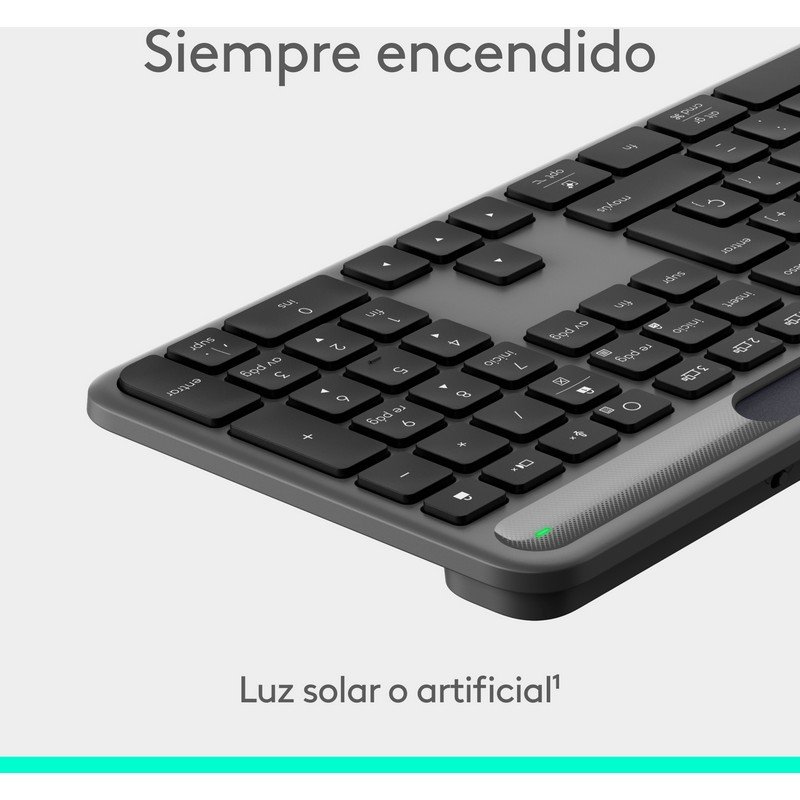 Detalle 2 de Logitech Signature Slim Solar+ Keyboard ES grafito: teclado inalámbrico con energía solar y teclas personalizables