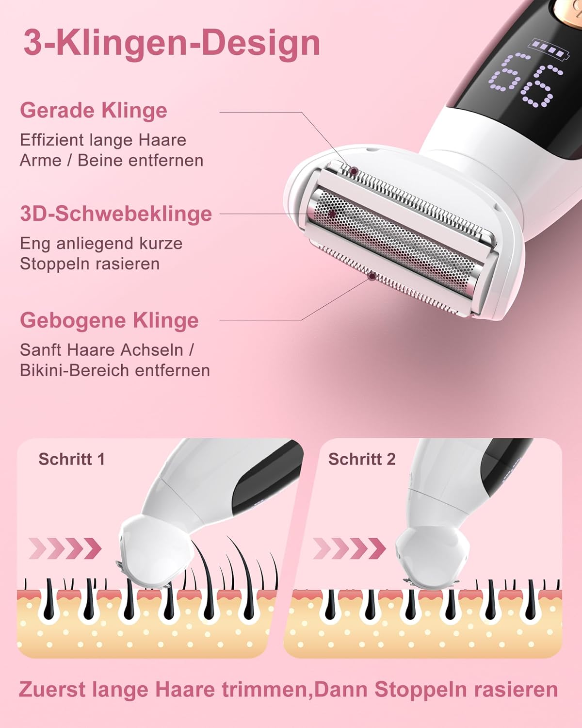 Detalle de Damen Rasierer 3-in-1 IPX7 mit USB