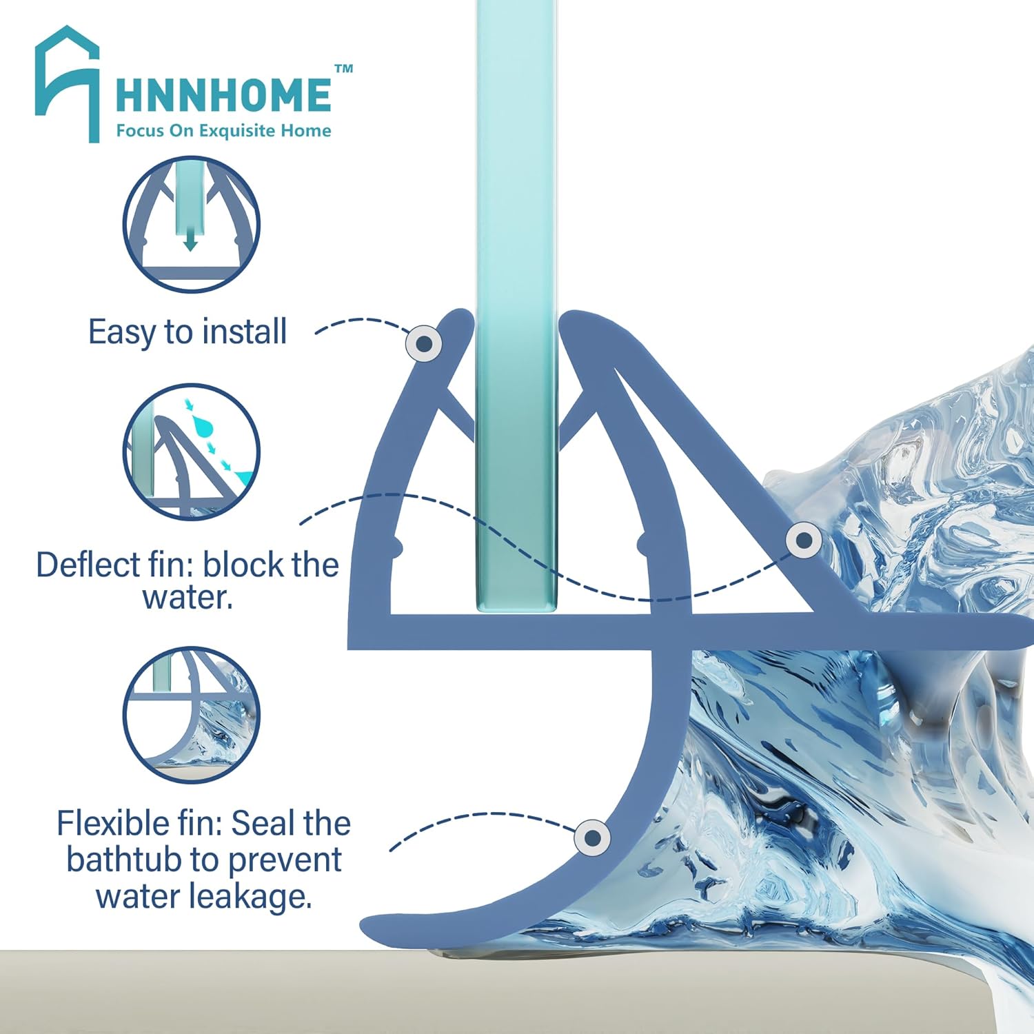 Thumbnail 3 de HNNHOME Guarnizione per schermo protettivo doccia/vasca, 870 mm – design unico in plastica resistente
