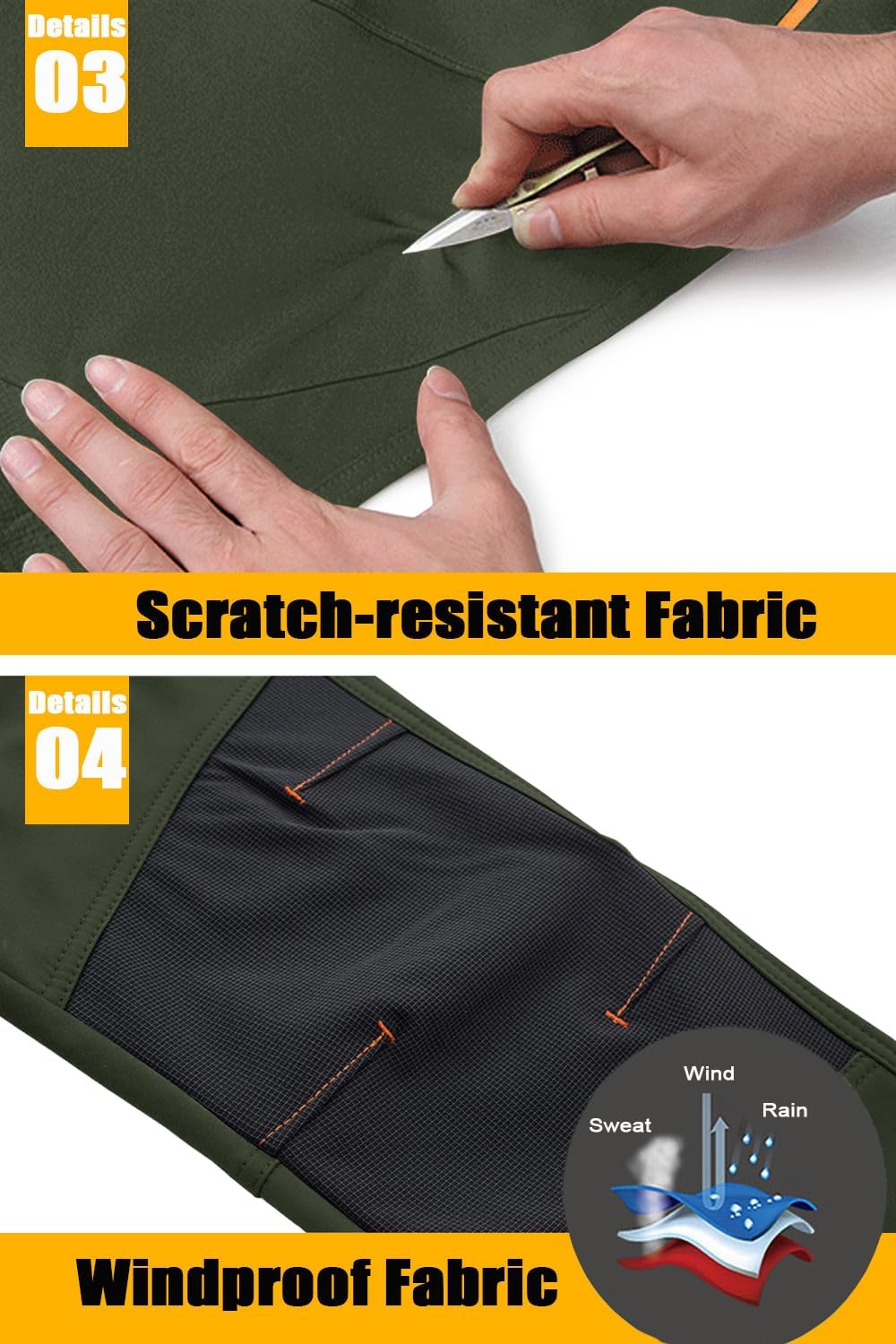 Detalle 2 de TACVASEN outdoor winter trousers, fleece softshell