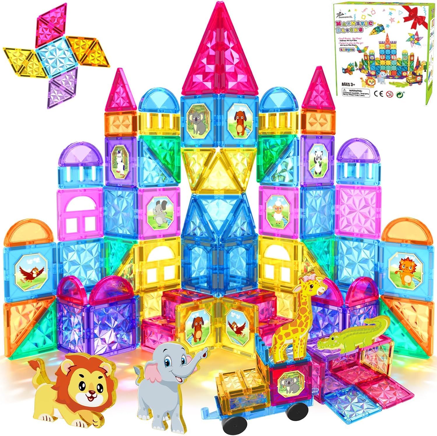 Detalle de Jasonwell Magnetic Building Tiles 110-Piece Set