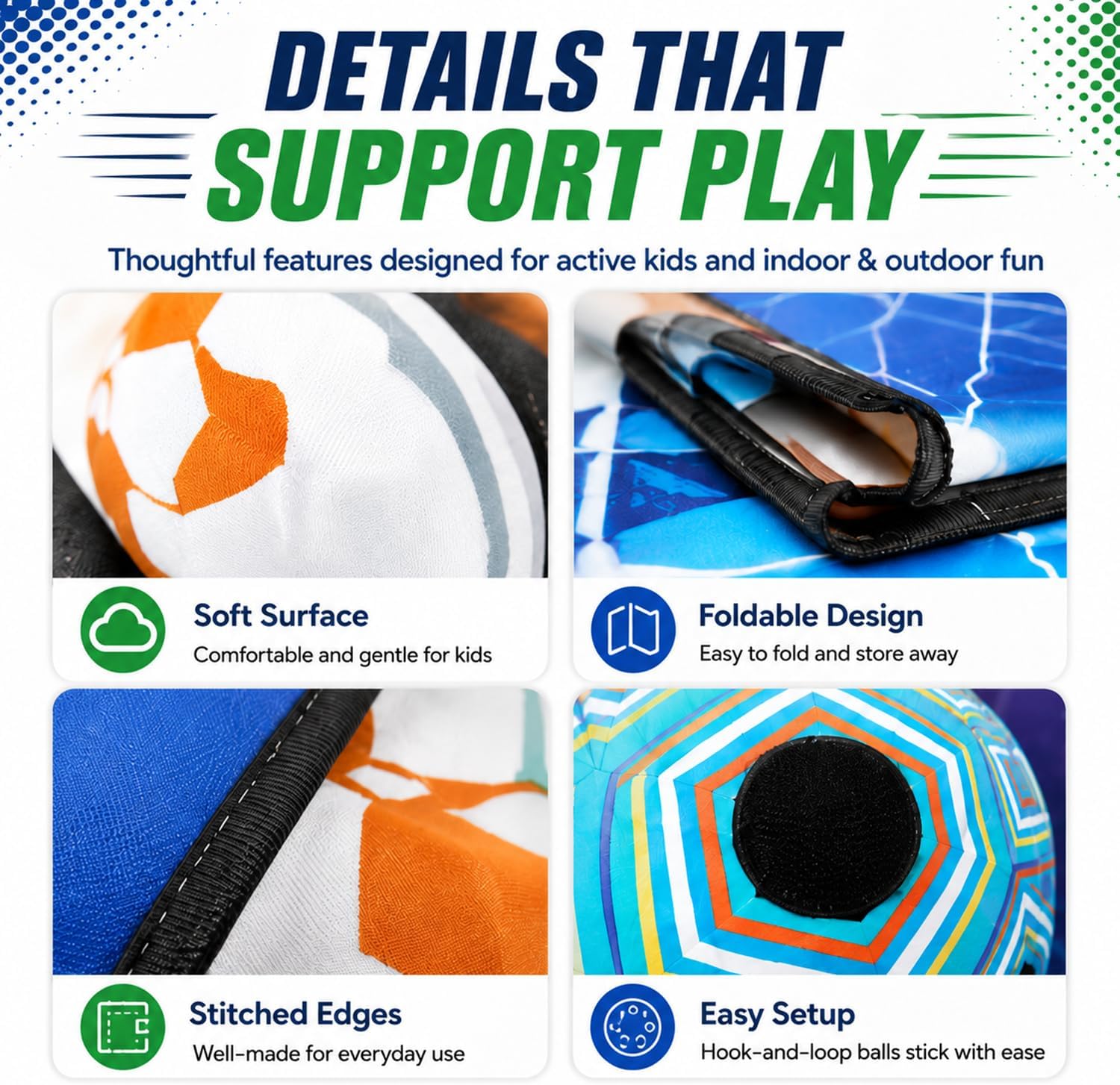 Thumbnail 4 de Kids 2-in-1 Soccer Ball & Sandbag Throwing Game Set with Velcro Balls and Foldable Flannel Goals