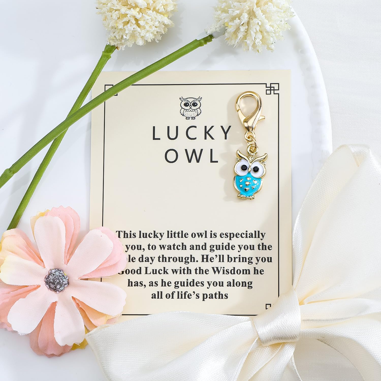 Thumbnail 3 de Gallkeat Good Luck Owl Keychain with Inspirational Card