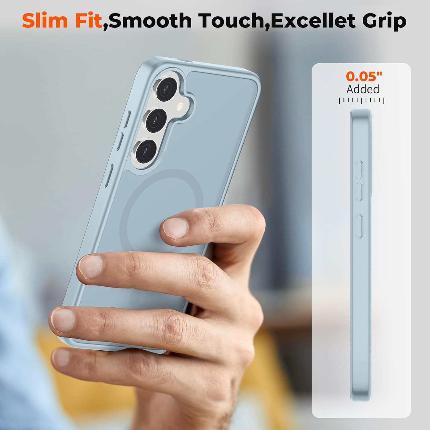 Thumbnail 6 de SUPFINE Magnetic Case for Samsung Galaxy S24/S25 with Screen Protector — Slim, Military-Grade Drop Protection, MagSafe Compatible (Sliver Blue)