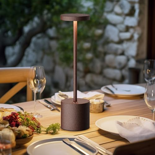 Detalle 2 de HYMZP Lámpara de Mesa Inalámbrica (Corten) con Batería 5000 mAh y Carga Rápida