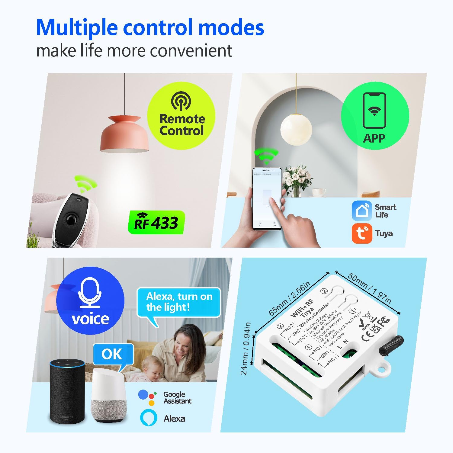 Detalle 2 de DieseRC Tuya interruttore intelligente 2 canali 🔌