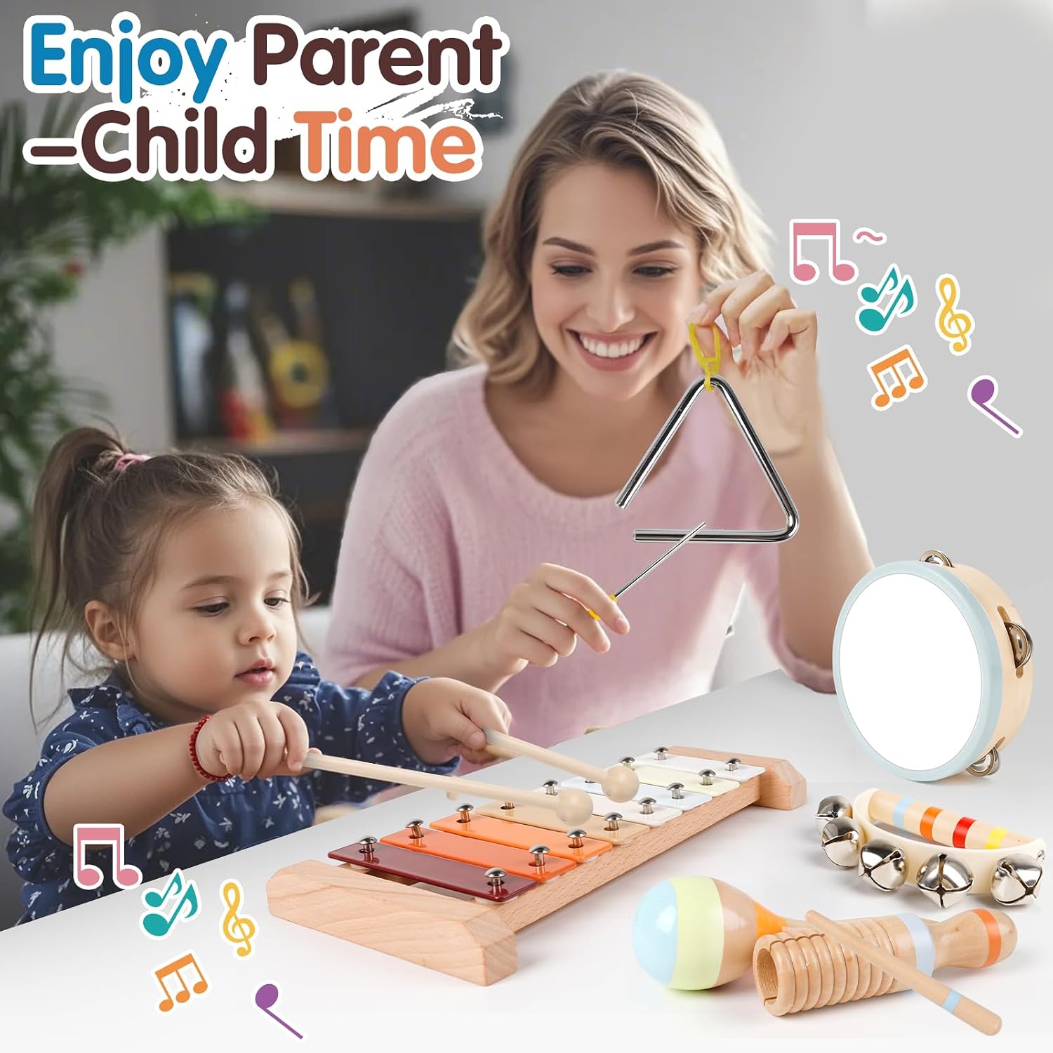 Thumbnail 4 de Wooden Toddler Musical Instruments Set 9PCS โ Montessori xylophone ๐ถ