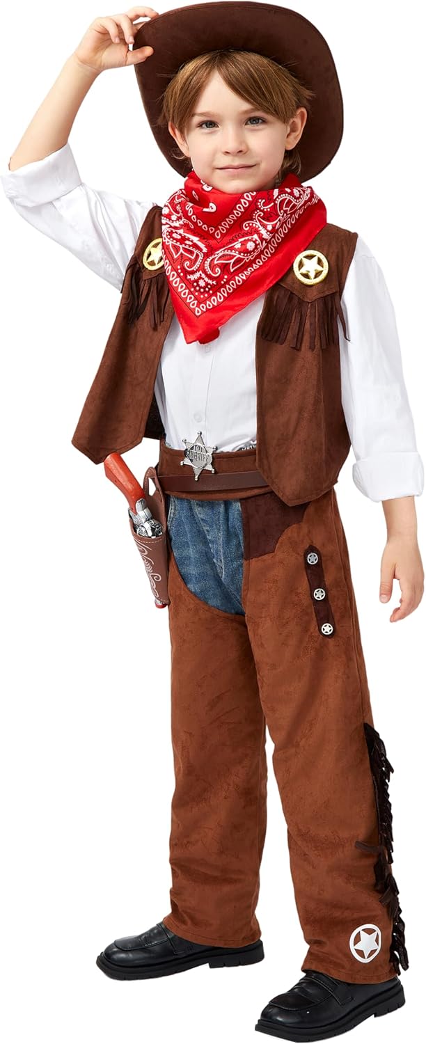 Detalle de Spooktacular Creations Kids' Cowboy Costume Set, 8-Piece Polyester Outfit