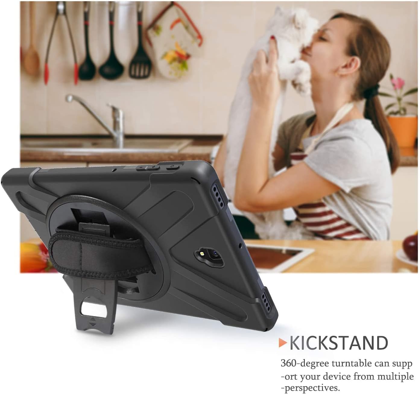 Thumbnail 3 de Gerutek Heavy-Duty Rugged Case with 360° Stand and Strap for Samsung Galaxy Tab S4 10.5 (SM-T830/T835/T837), Black