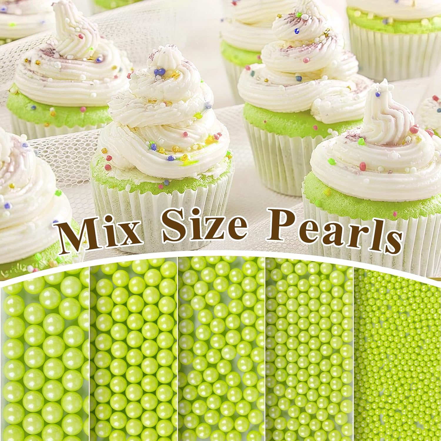 Detalle 2 de Twisweet Green Sugar Pearls 130g
