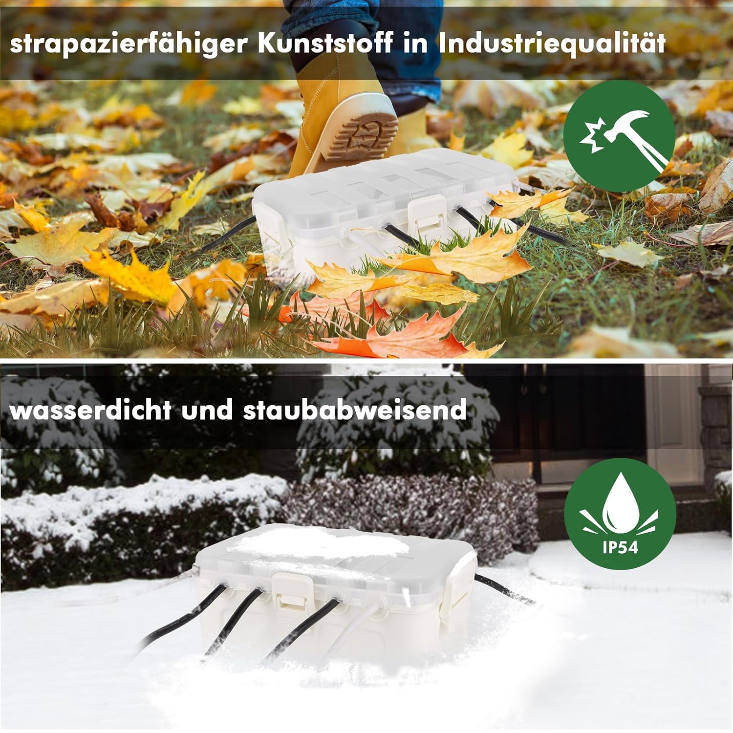 Thumbnail 6 de RESTMO Große wasserdichte Kabelbox für den Außenbereich – IP54, 32x22x13 cm, transparentes Weiß