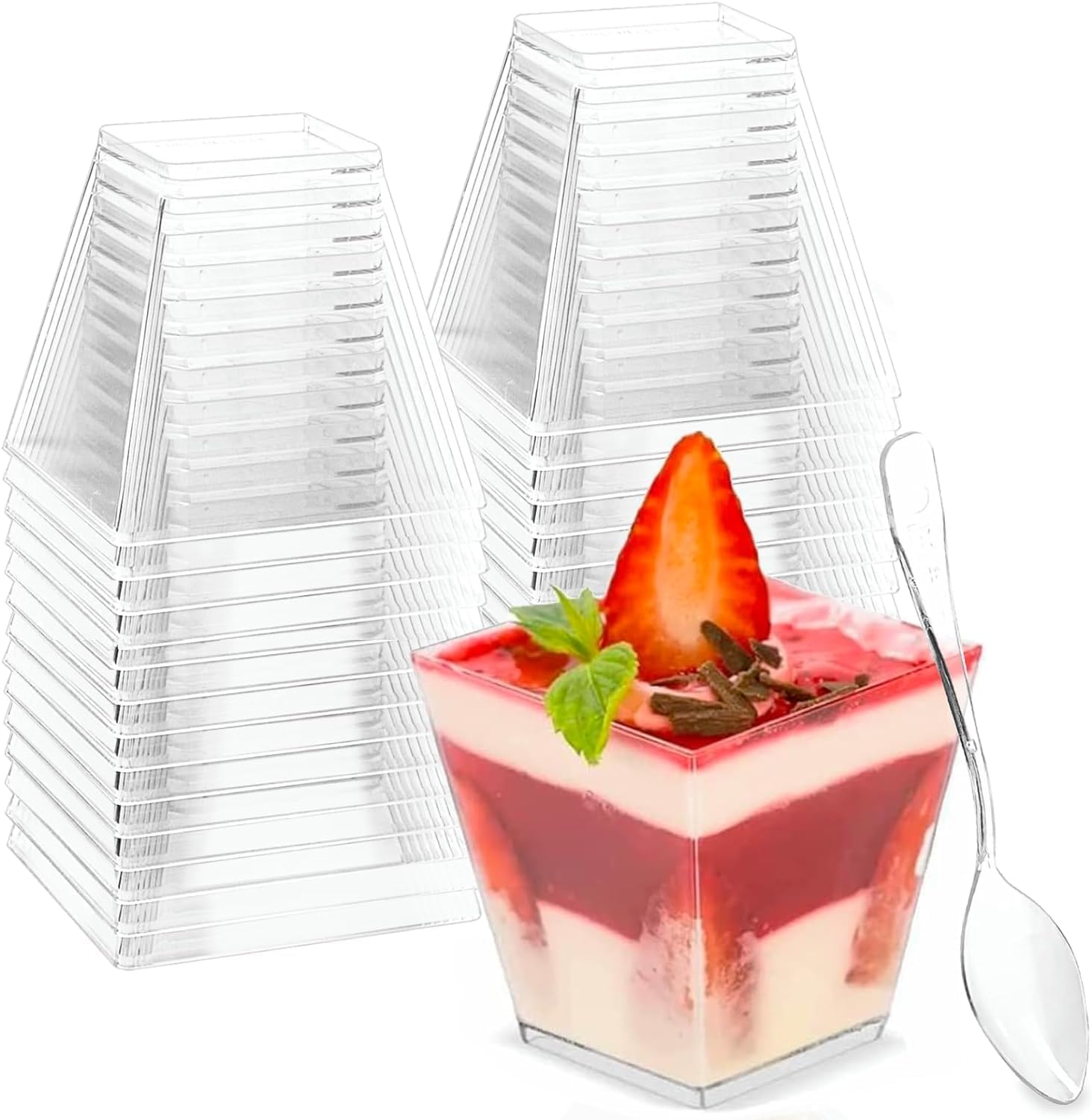 Detalle de Miluoou 2OZ-50PCS Clear Dessert Cups with Spoons, 2 oz, 50-Pack