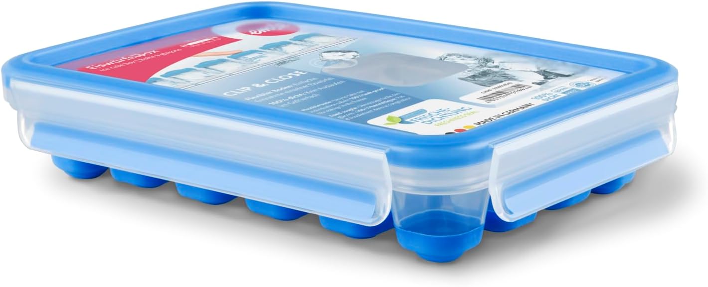 Detalle de EMSA Clip & Close Frischhaltedose – Eiswürfelform, 24 Würfel, 100% dicht, spülmaschinenfest