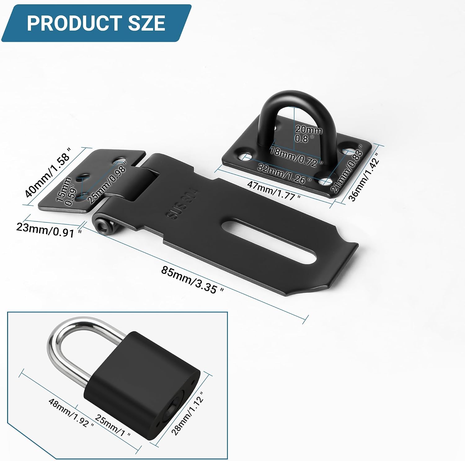 Thumbnail 1 de SAYAYO Door Hasp Latch, SUS304 Stainless Steel