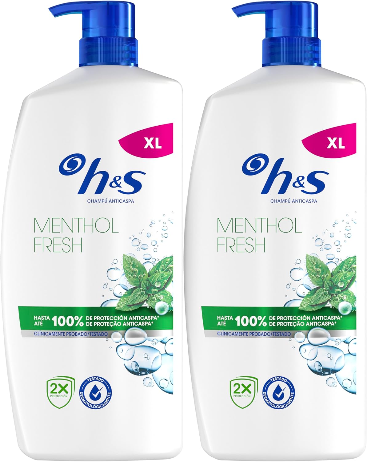 Detalle de H&S Menthol Fresh Champú Anticaspa 2x800 ml