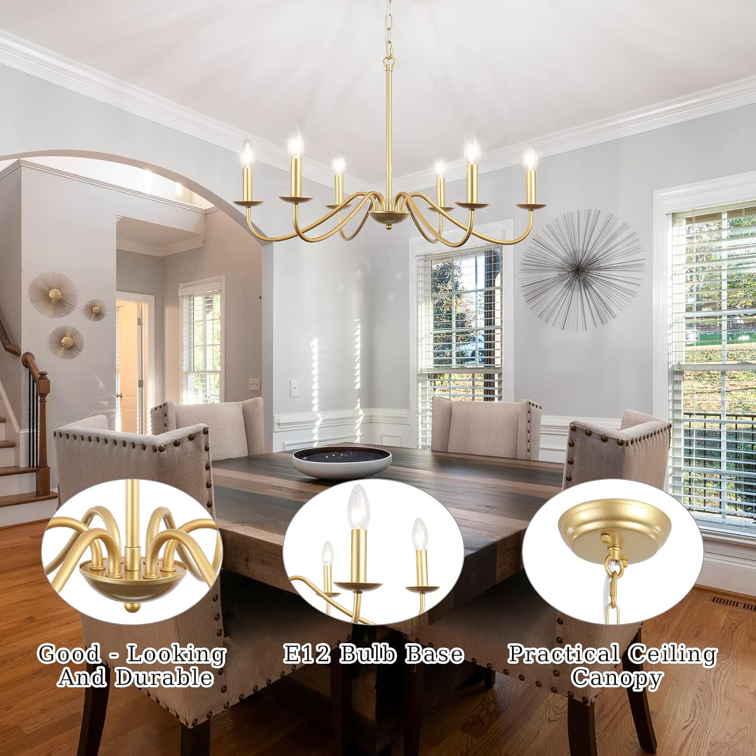 Detalle de YLCHYTDZSW D0131 6-Light Gold Metal Chandelier