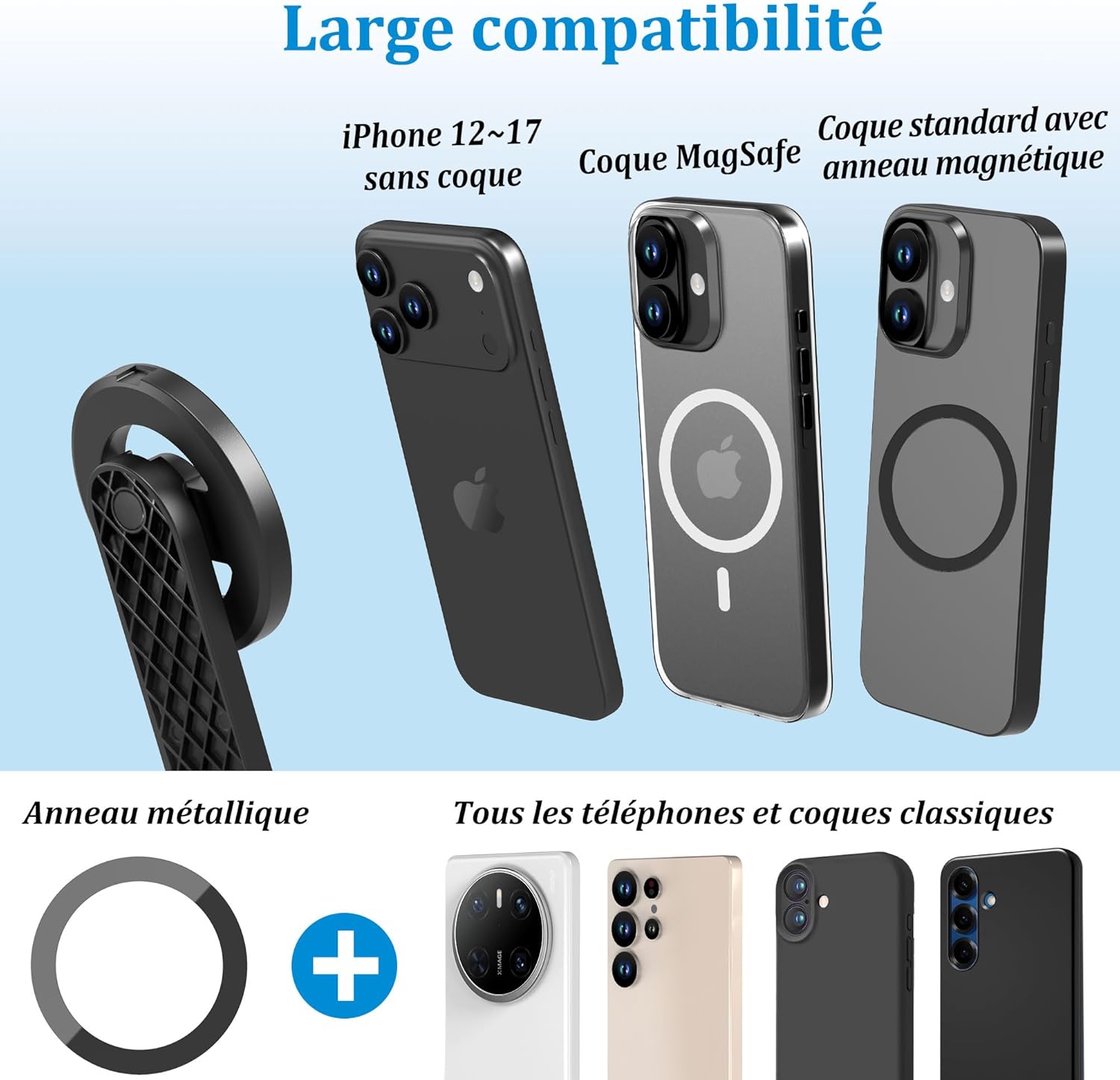 Thumbnail 6 de Trépied magnétique PlusAcc 176 cm pour MagSafe (Snap & Go) avec tête rotative 360° et télécommande détachable