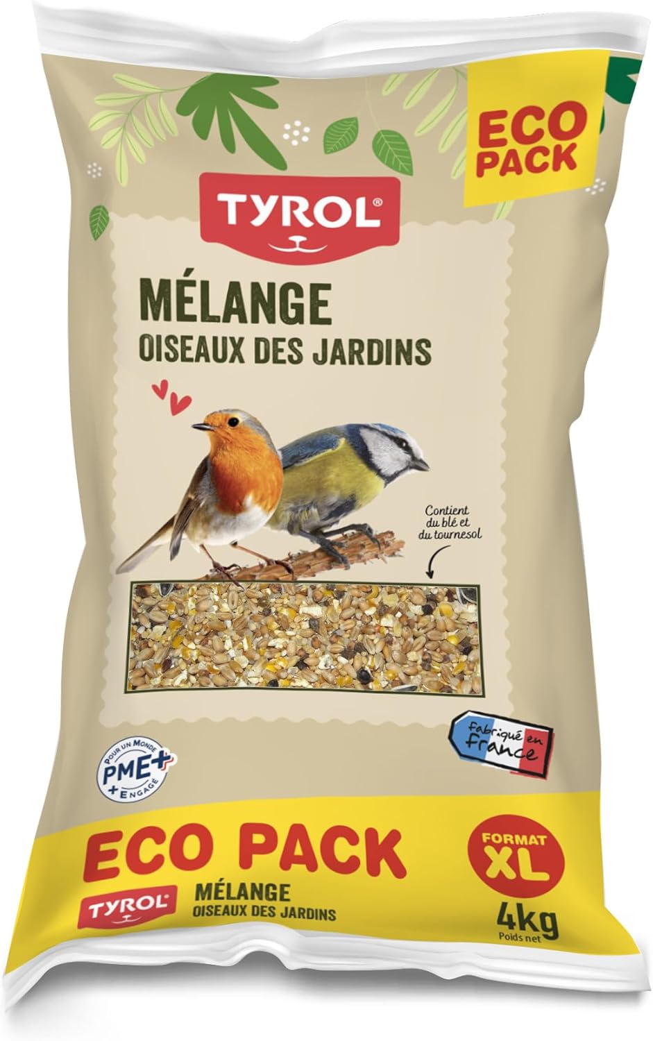 TYROL – Mélange de graines pour oiseaux du ciel et sauvages (4 kg) : nourriture d’extérieur
