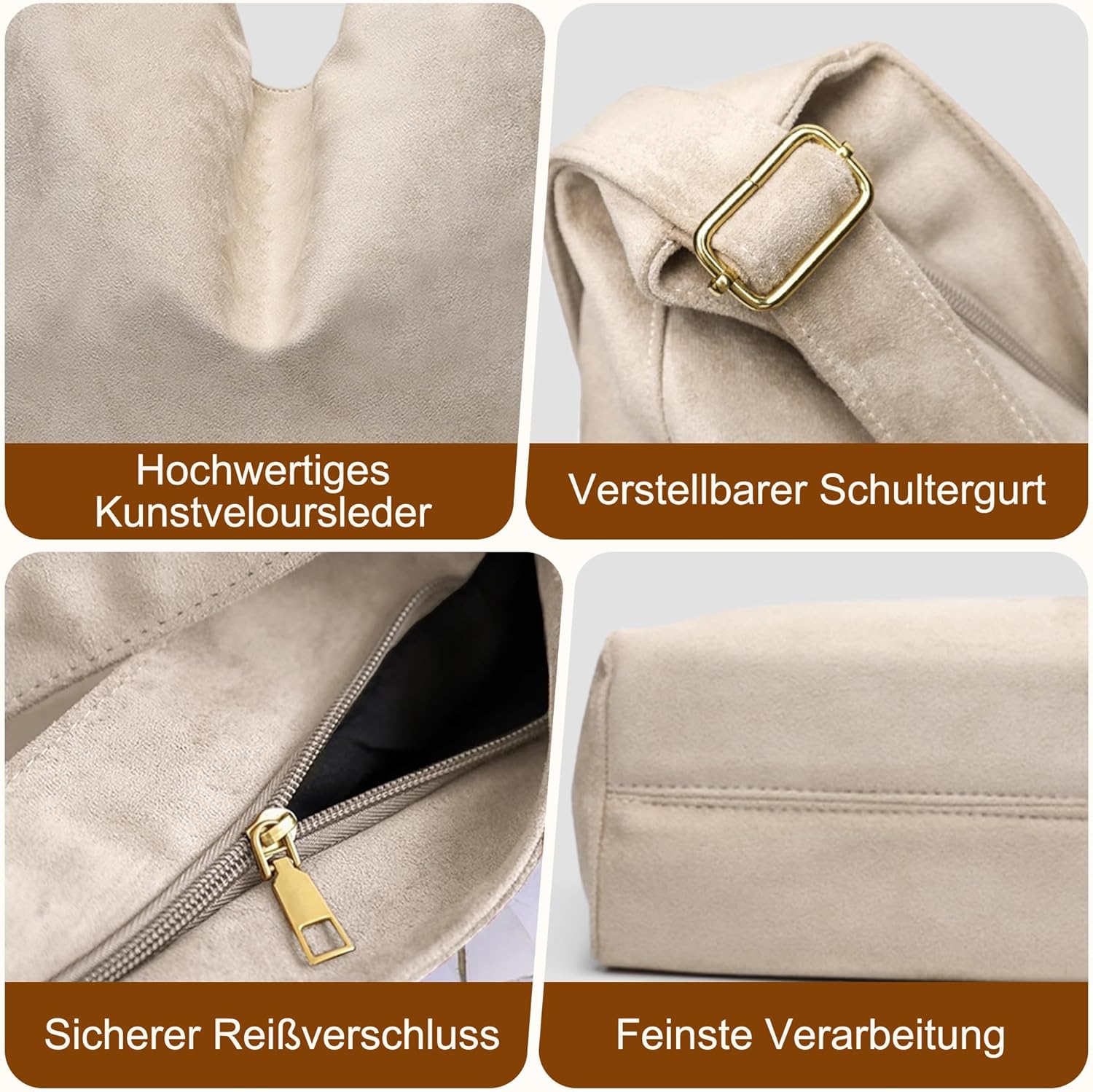 Thumbnail 5 de Gluckstar Handtasche Damen (Shopper) aus Kunstwildleder – große Schultertasche für Alltag, Arbeit und Reisen