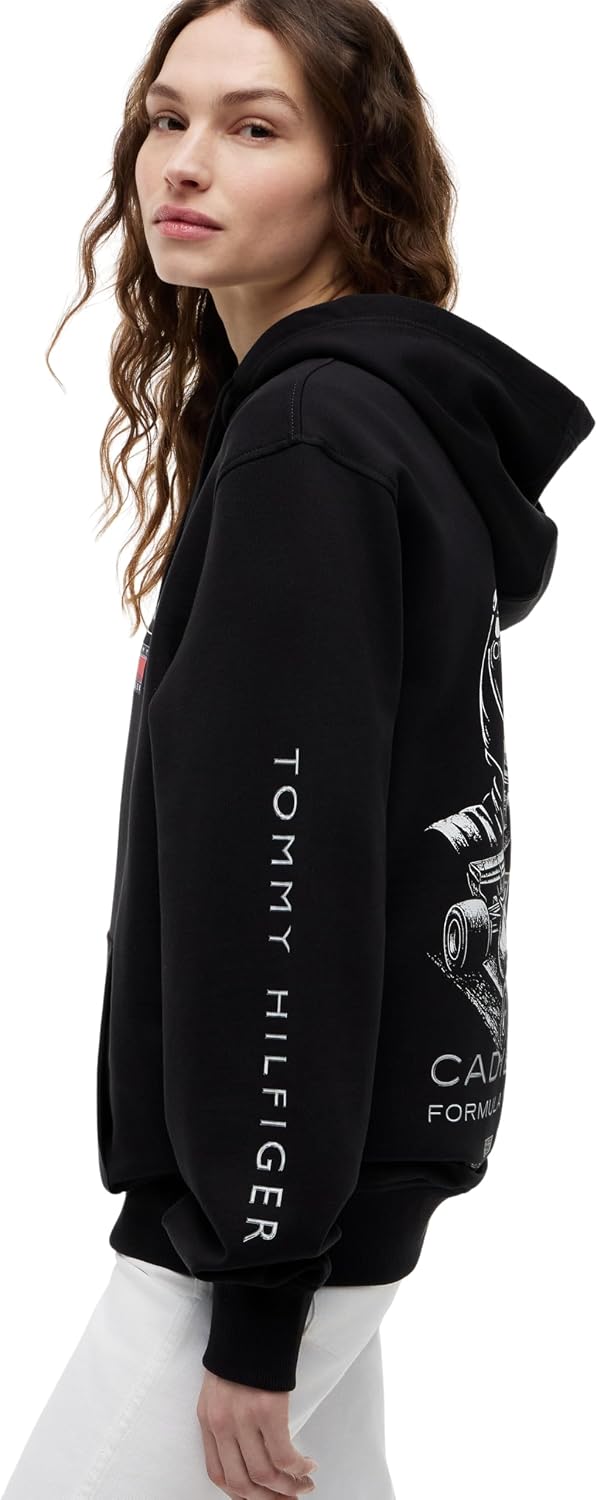 Detalle de Tommy Hilfiger Unisex Felpa con Cappuccio TH X Cadillac F1 Racing Graphic – Stampa sul Dorso