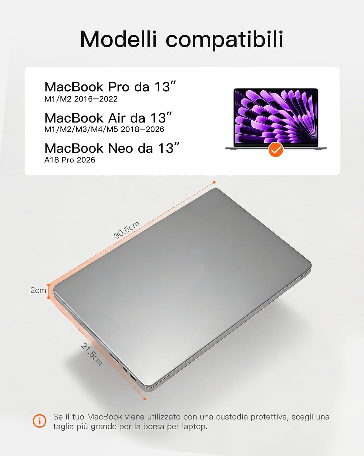 Detalle de Inateck Custodia per laptop 360° con grande capacità — compatibile 13" MacBook Air/Pro e altri 13