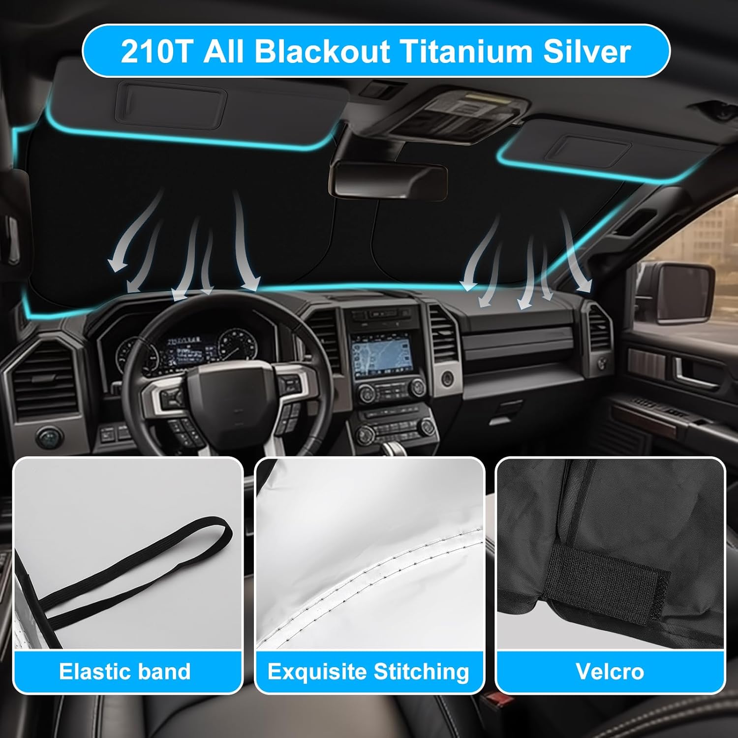 Thumbnail 5 de SHINEHOME Foldable Windshield Sun Shade for 2015-2020 & 2021-2026 Ford F-150 (Windshield Screen Cover)