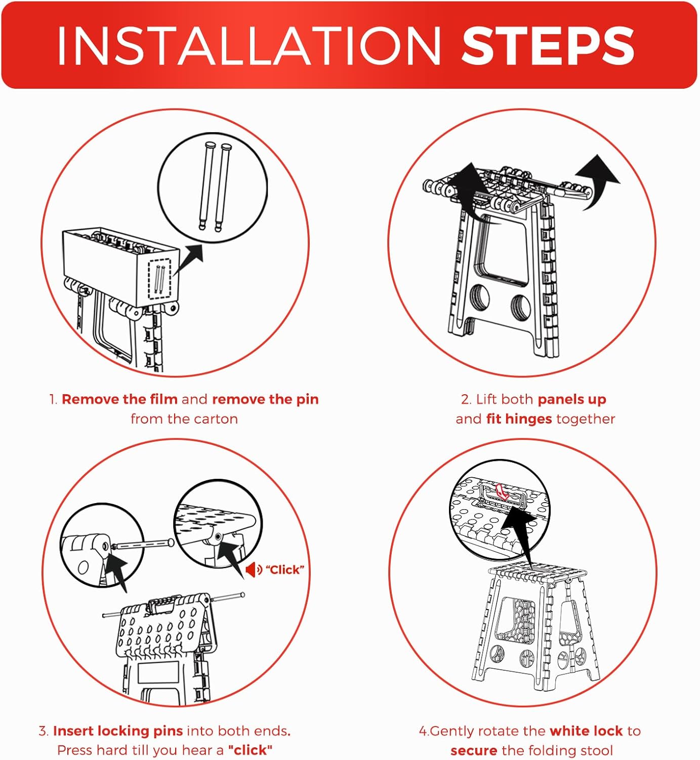 Thumbnail 5 de ACKO Folding Step Stool 16 Inch 400 lbs