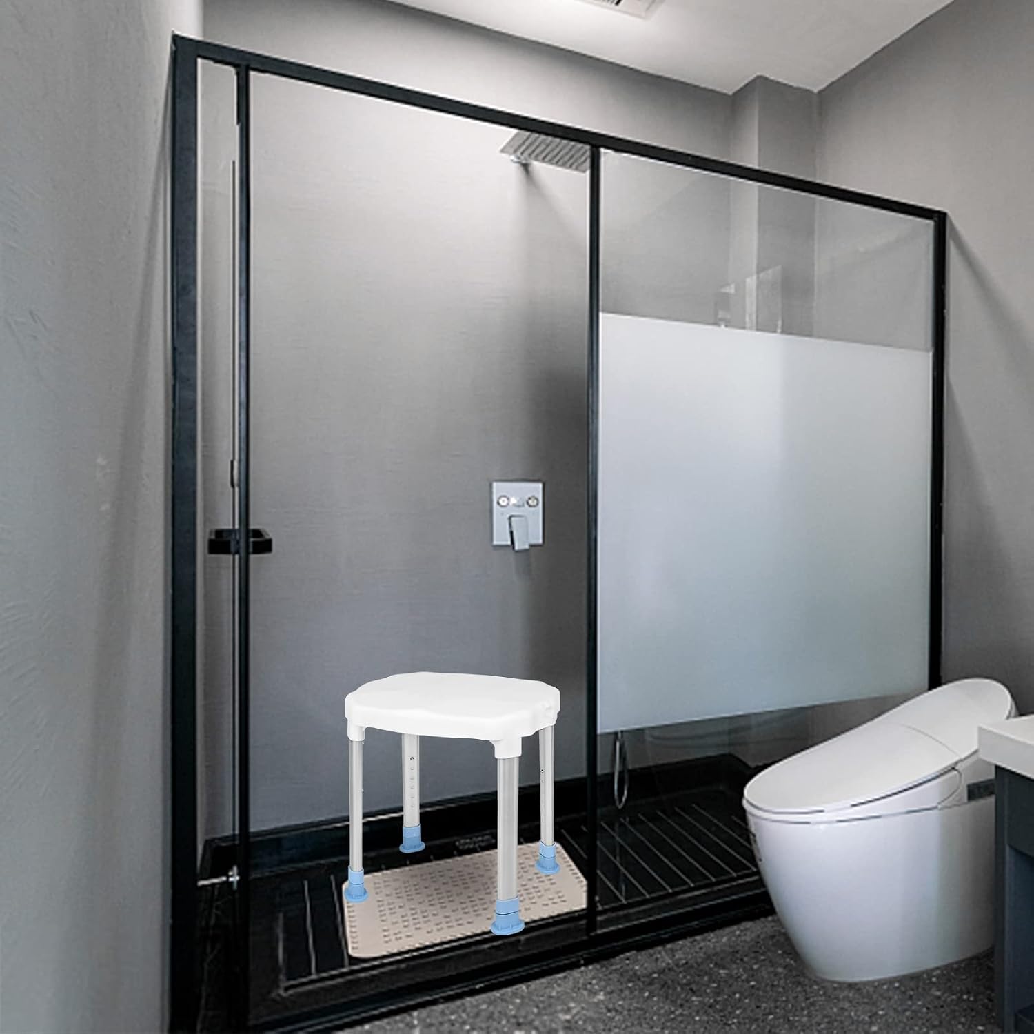 Detalle de LZQ LZQ-(HAG1338)-1 Adjustable Shower Stool, Six Heights, 150 kg Capacity