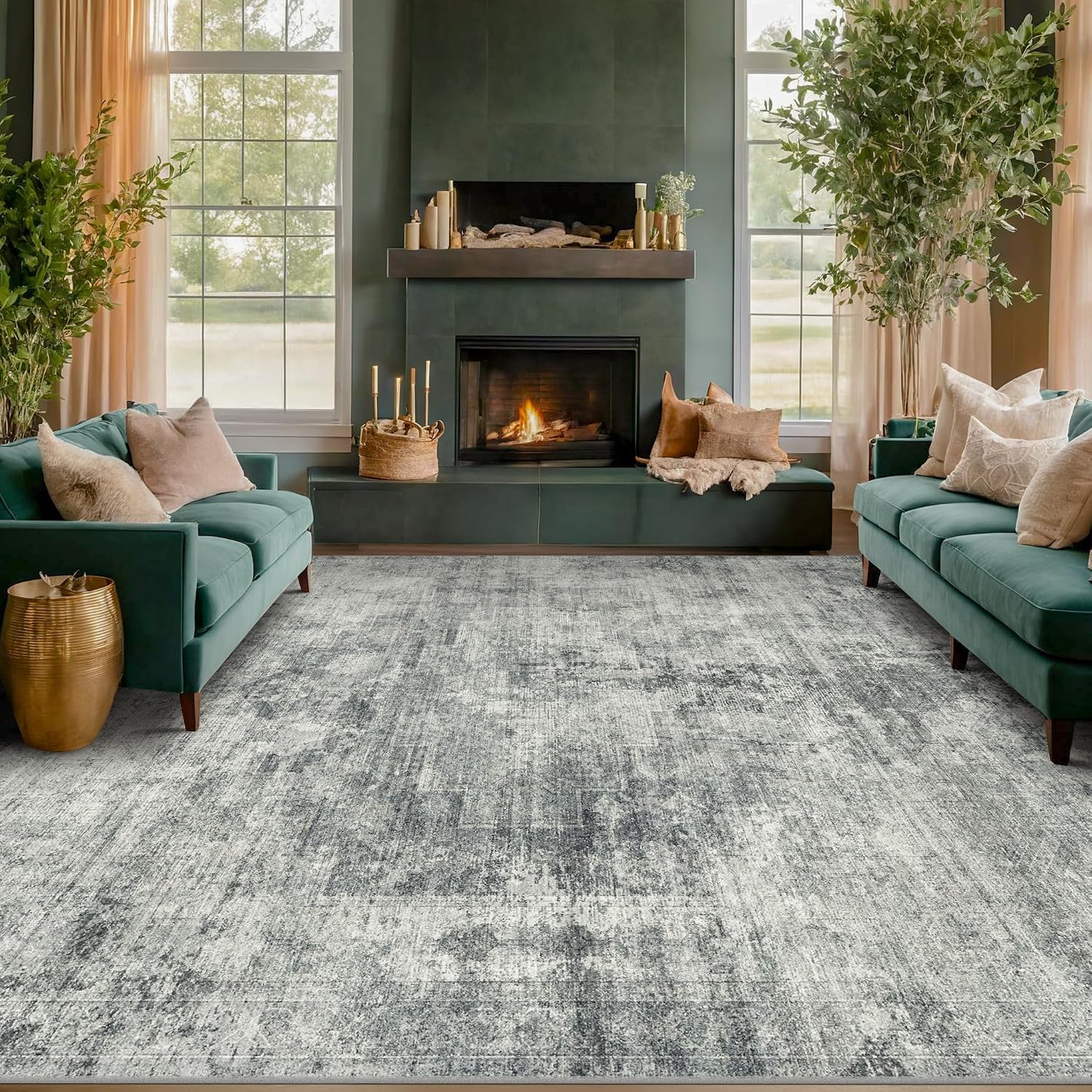 Thumbnail 6 de Hazo Haus 8x10 Farmhouse Rug Moss Green