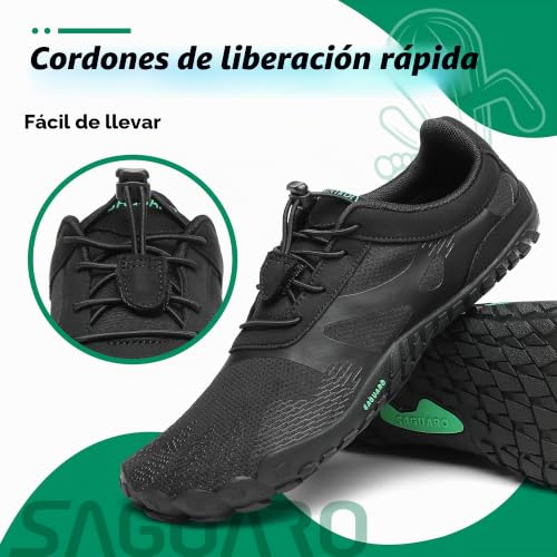 Thumbnail 4 de SAGUARO Zapatillas barefoot minimalistas, ligeras y flexibles, negras, talla 44