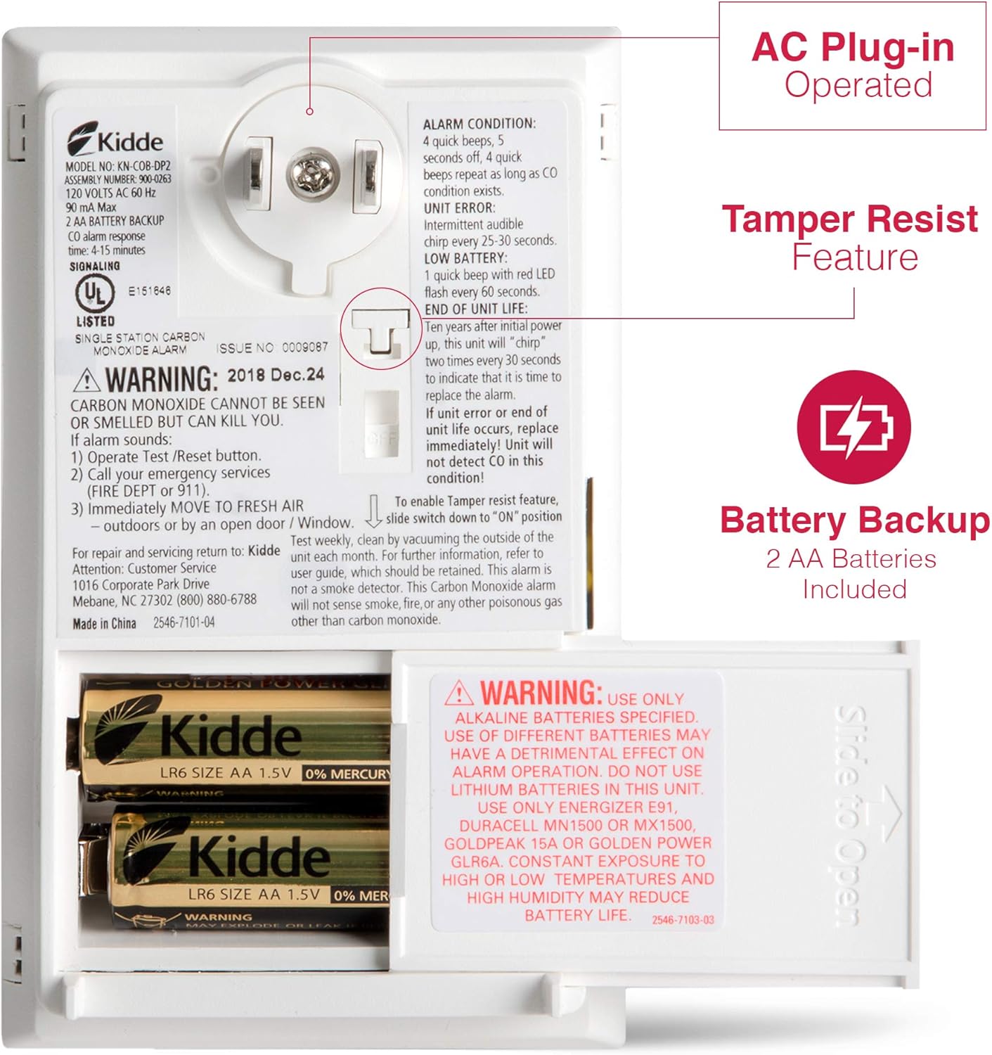 Thumbnail 2 de Kidde Carbon Monoxide Detector Plug-In with Battery Backup