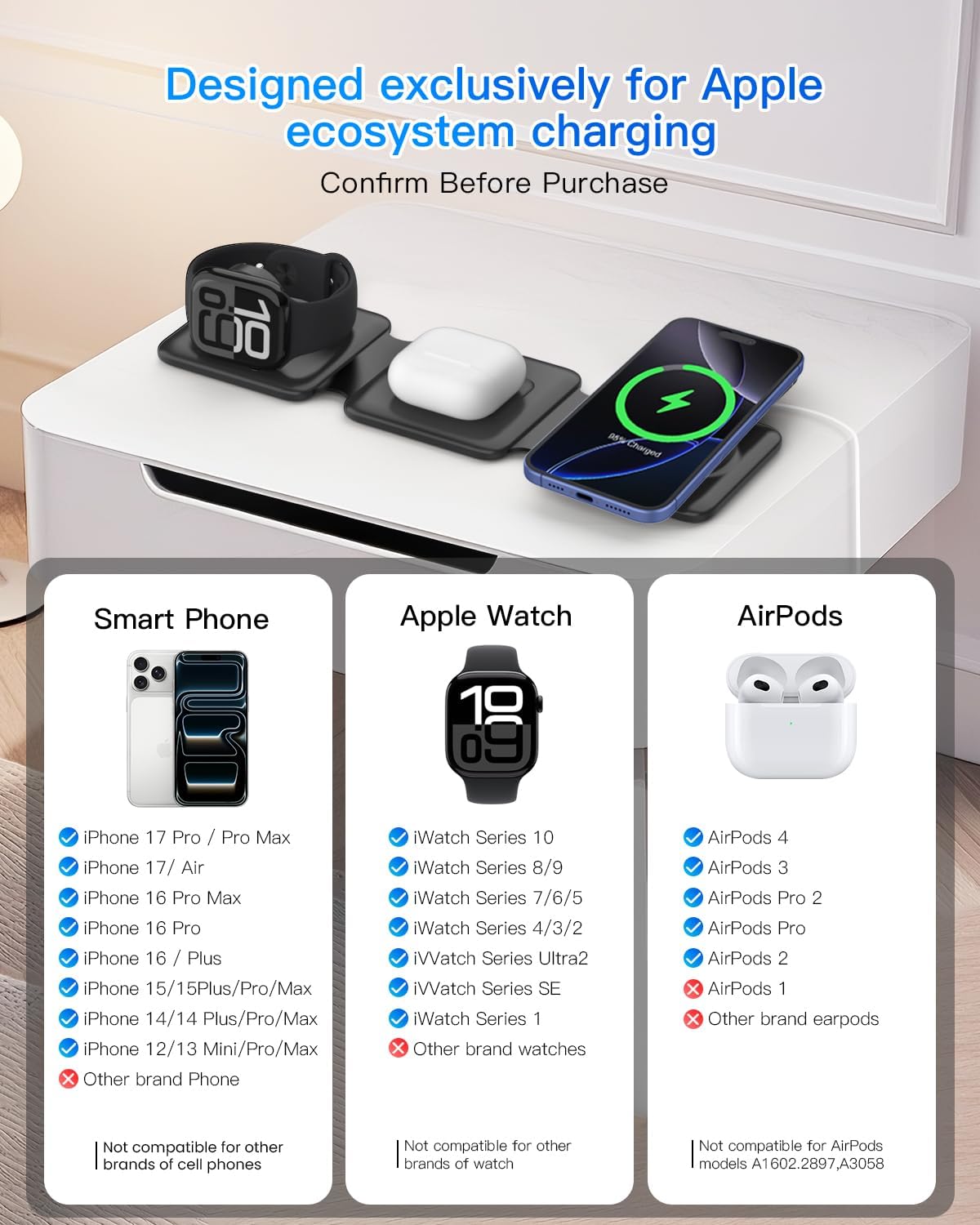 Thumbnail 3 de Fodable 3-in-1 Magnetic Wireless Charger for iPhone 3