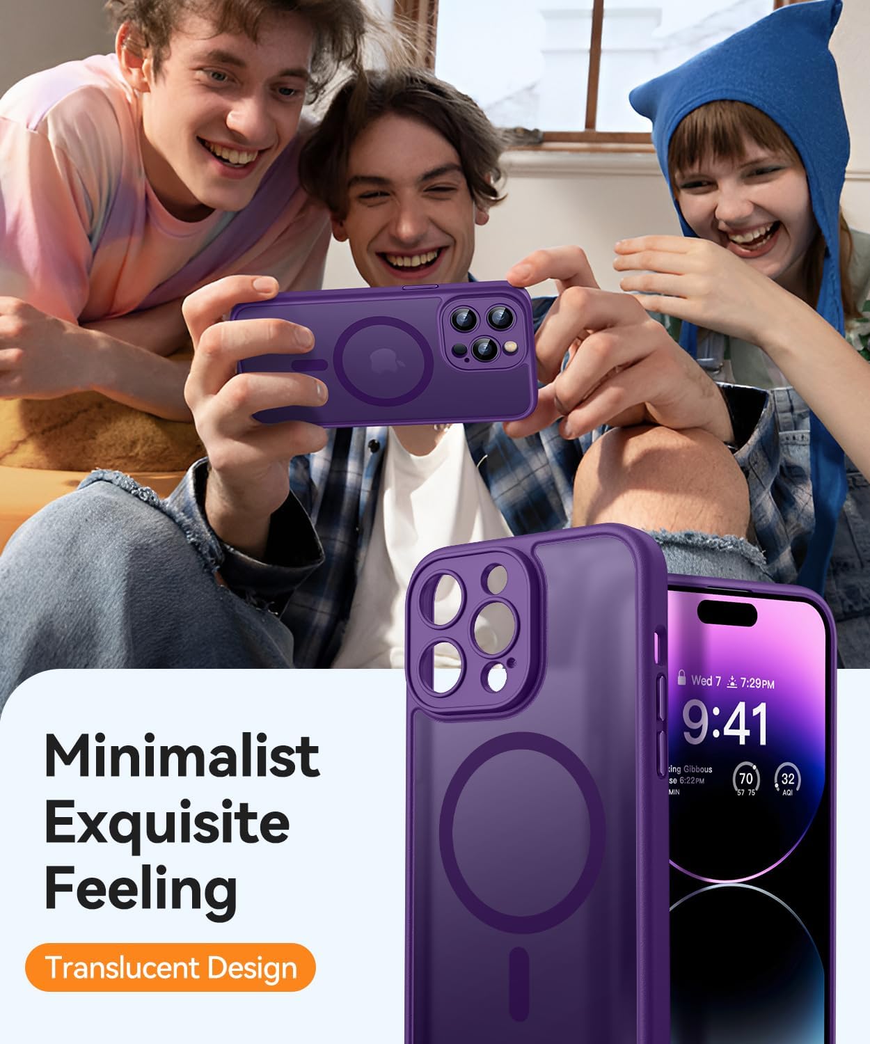 Thumbnail 6 de Coque magnétique CANSHN pour iPhone 14 Pro (6,1 pouces) compatible MagSafe – violet foncé