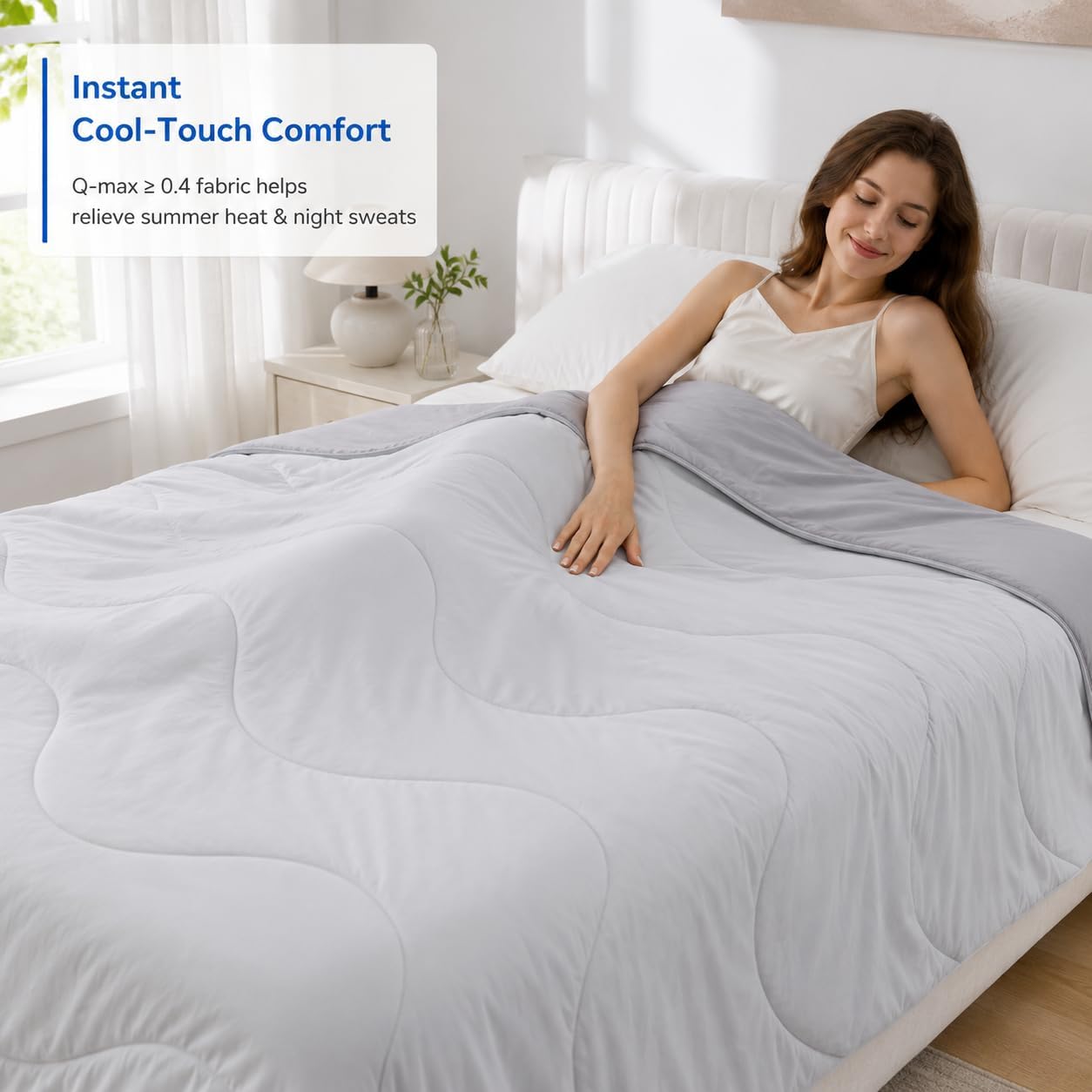 Detalle 2 de Orcalic Queen Size Cooling Comforter, Reversible Cool-Touch Cover, Lightweight